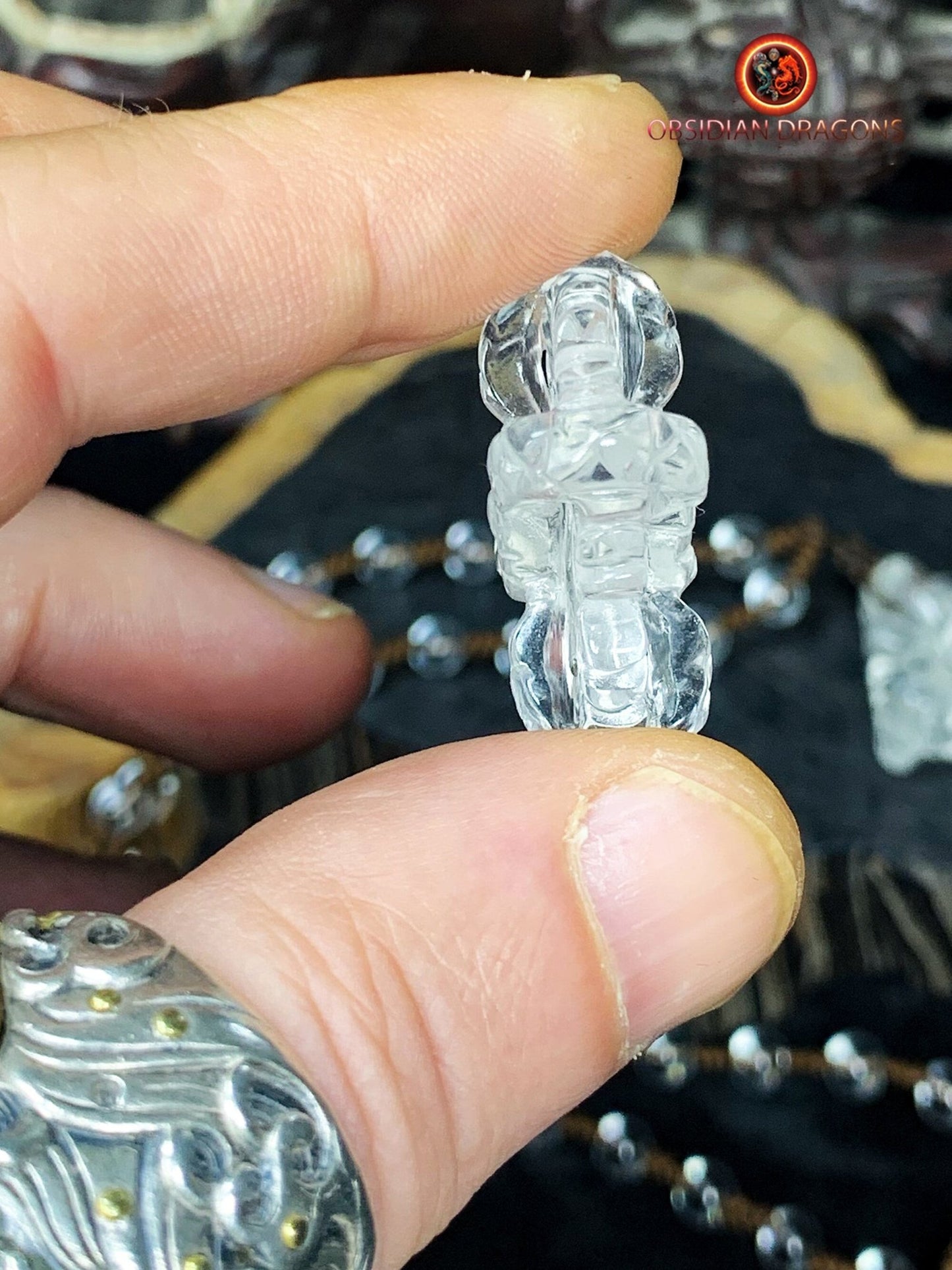 Pendentif dorje- Vajra- cristal de roche naturel