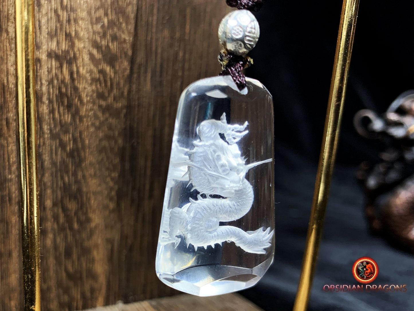 Pendentifs dragon et phénix en cristal- Harmonie du Yin et du Yang