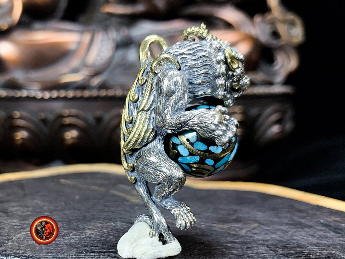 Pendentif Pixiu- Argent 925- Talisman Feng shui | obsidian dragons