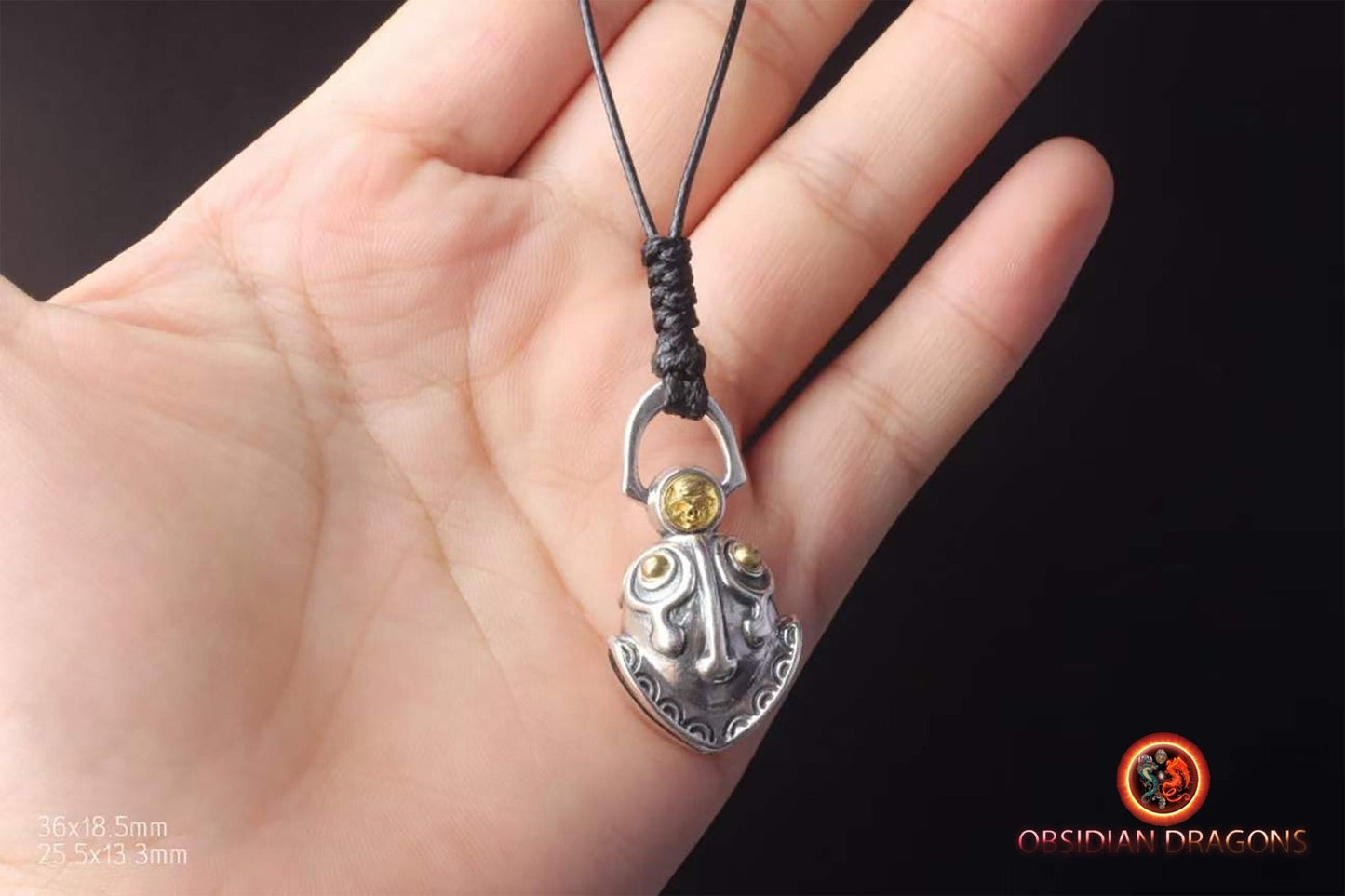 pendentif protection feng shui, Taoïste, grelot "chasse fantôme" agent 925 et bille en cuivre. traditionnel. Deux tailles disponibles. - obsidian dragon