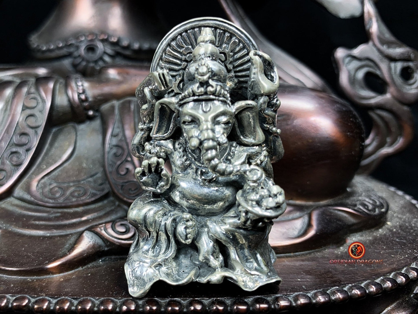 Grand pendentif de Ganesh- Détruire les obstacles- Argent