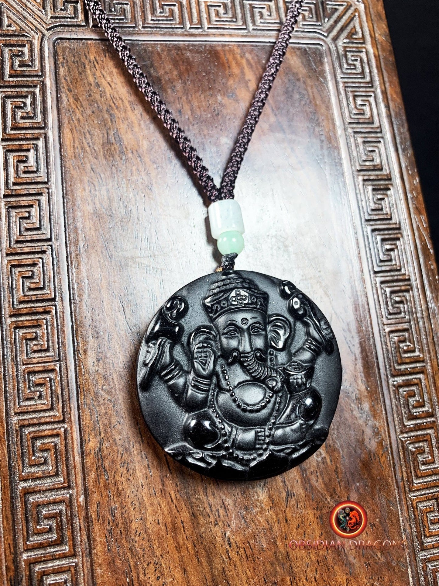 Pendentif Ganesh Obsidienne Noire : Expertise et Qualité, Cordon Réglable