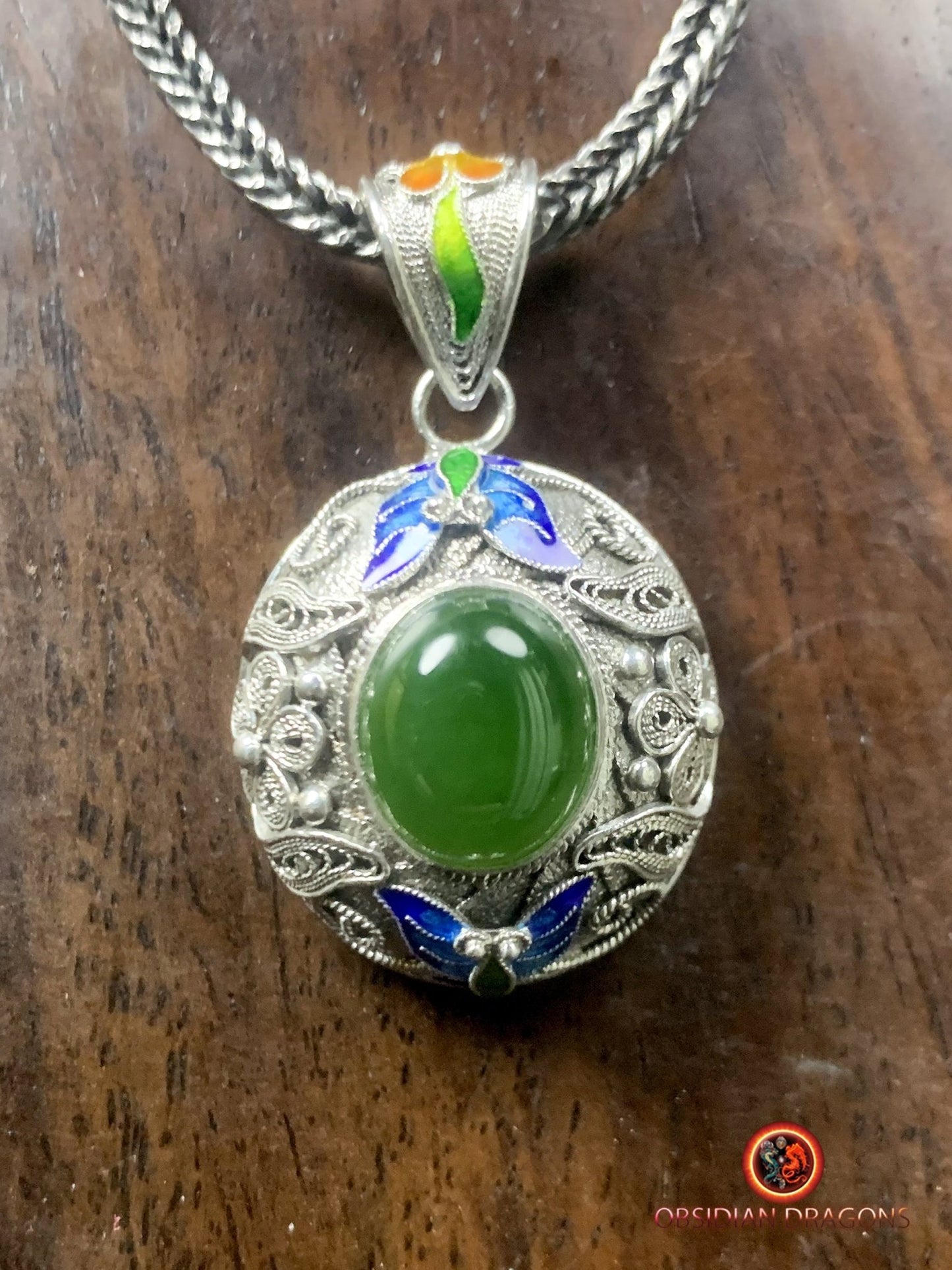 Pendentif traditionnel de la Cité interdite- Jade- Filigrane | obsidian dragons