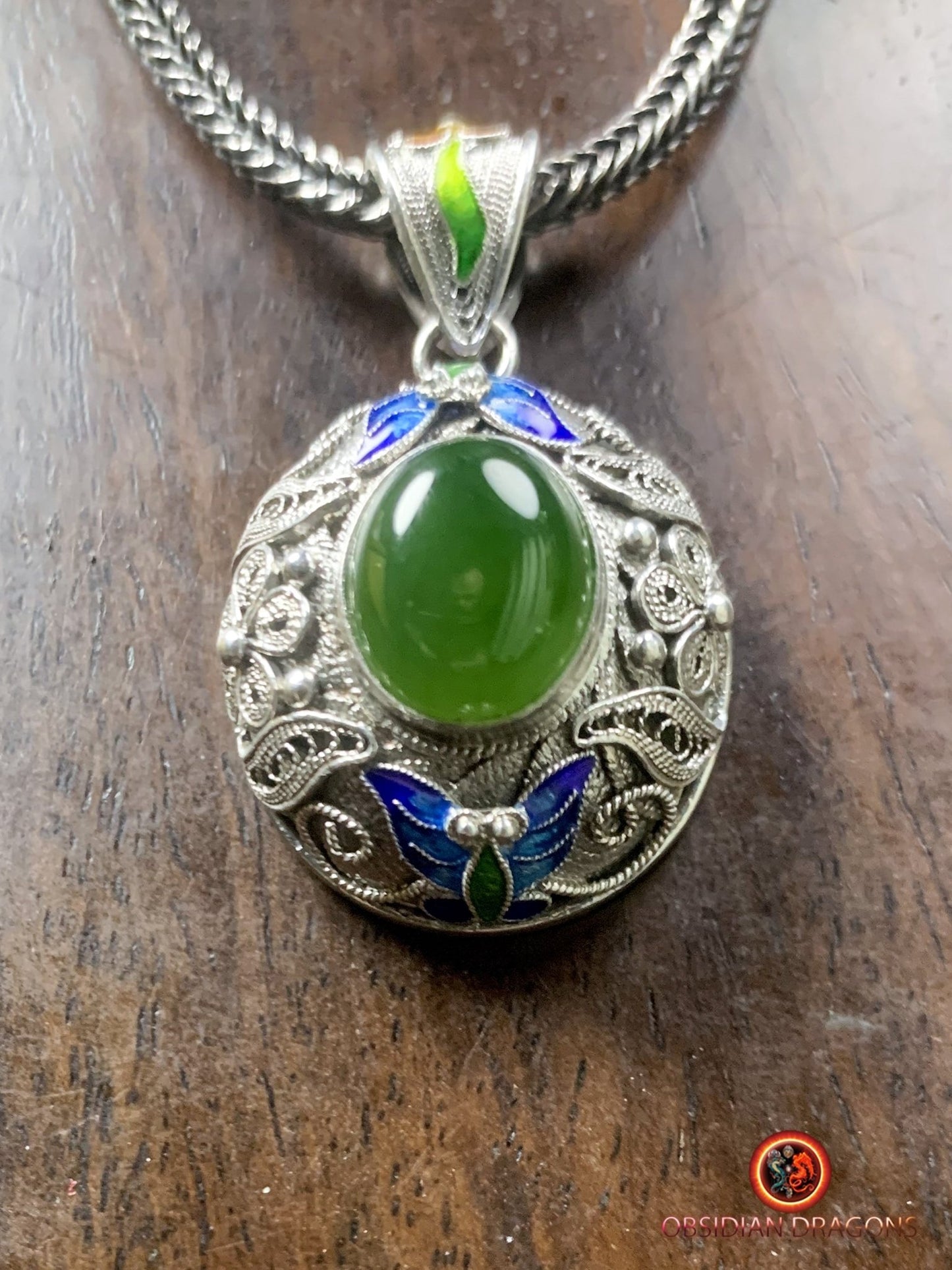 Pendentif traditionnel de la Cité interdite- Jade- Filigrane | obsidian dragons