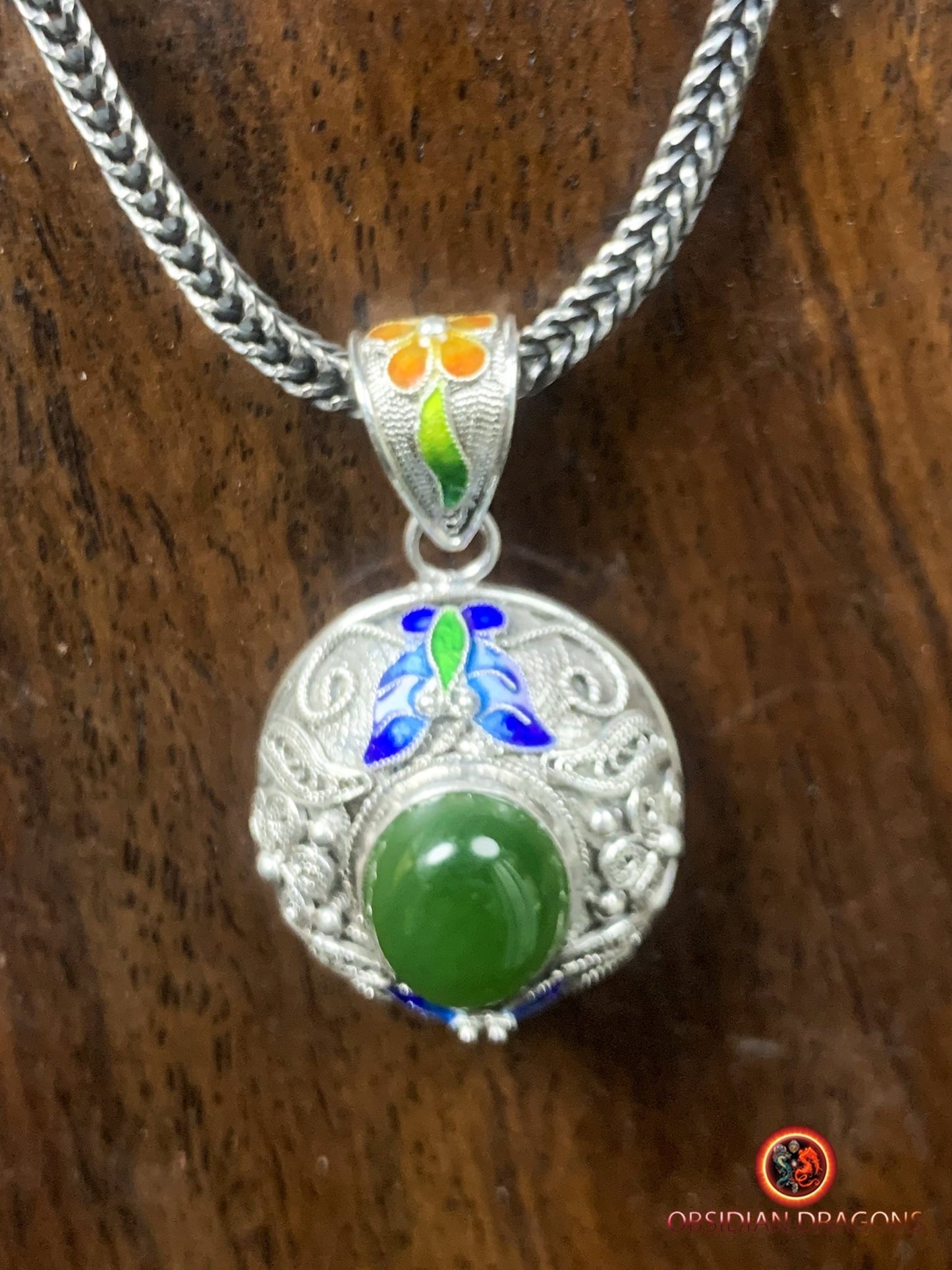 Pendentif traditionnel de la Cité interdite- Jade- Filigrane | obsidian dragons