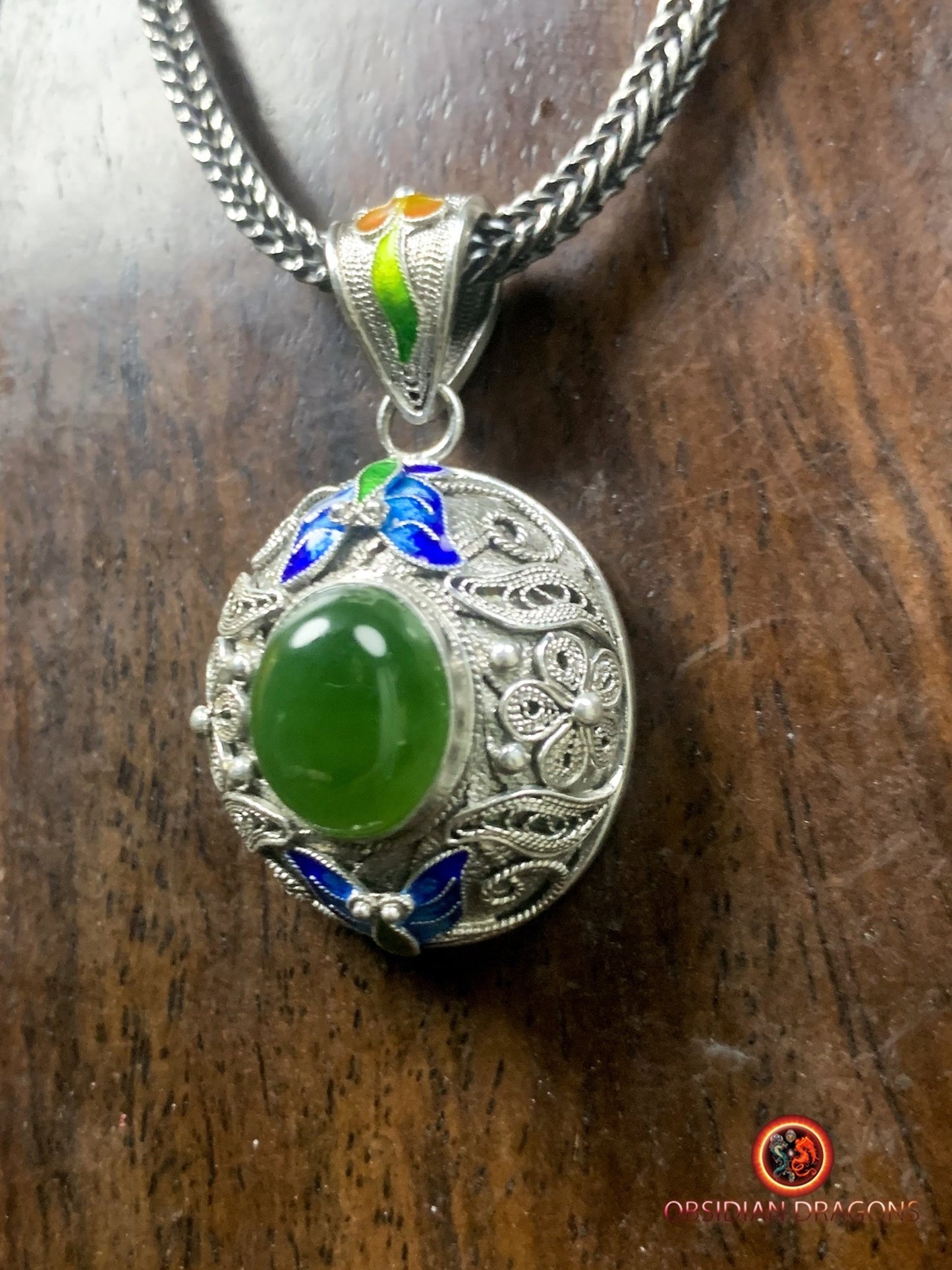 Pendentif traditionnel de la Cité interdite- Jade- Filigrane | obsidian dragons