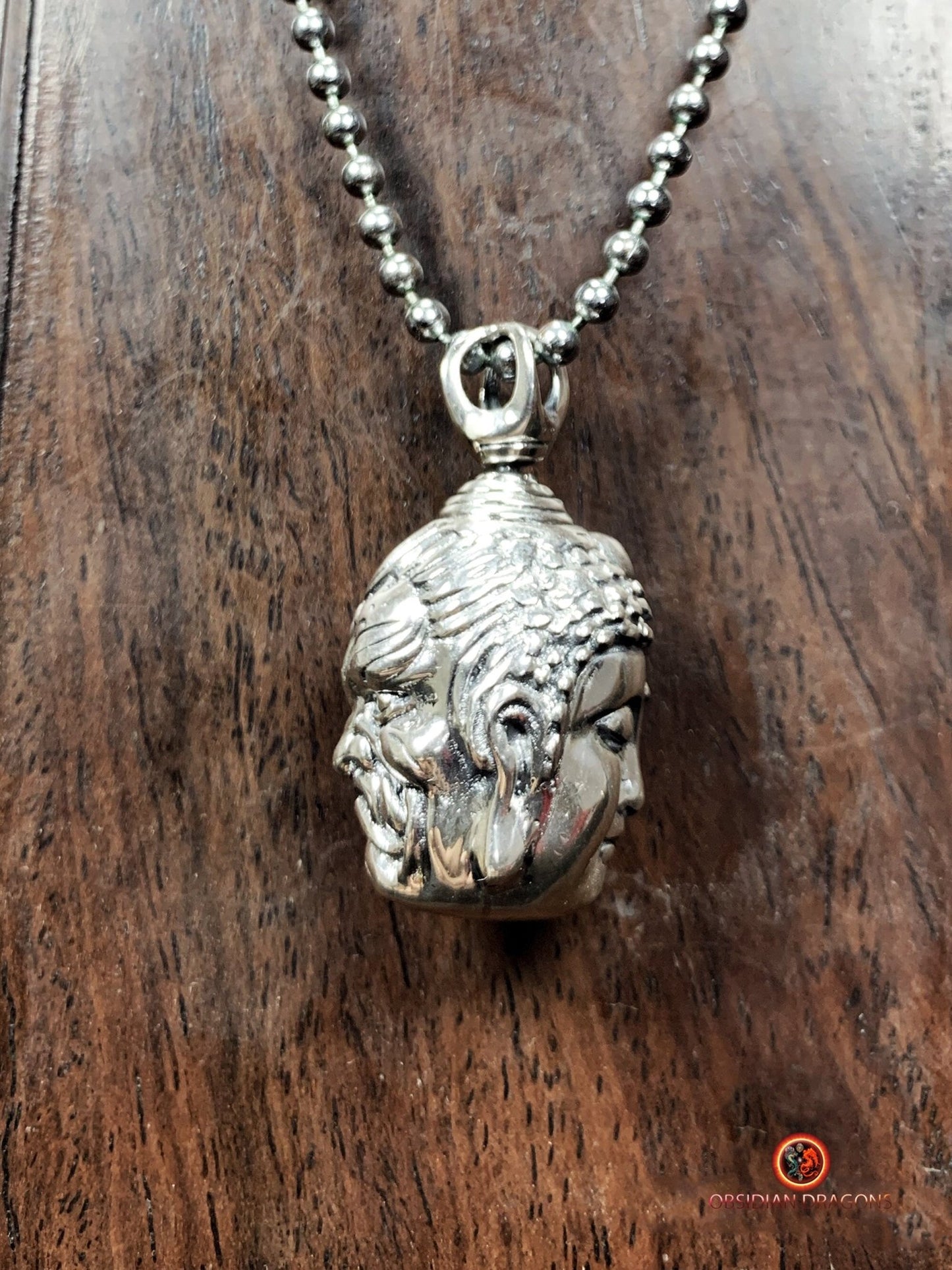 Pendentif mi- Bouddha Mi- Demon- Argent 925 | obsidian dragons