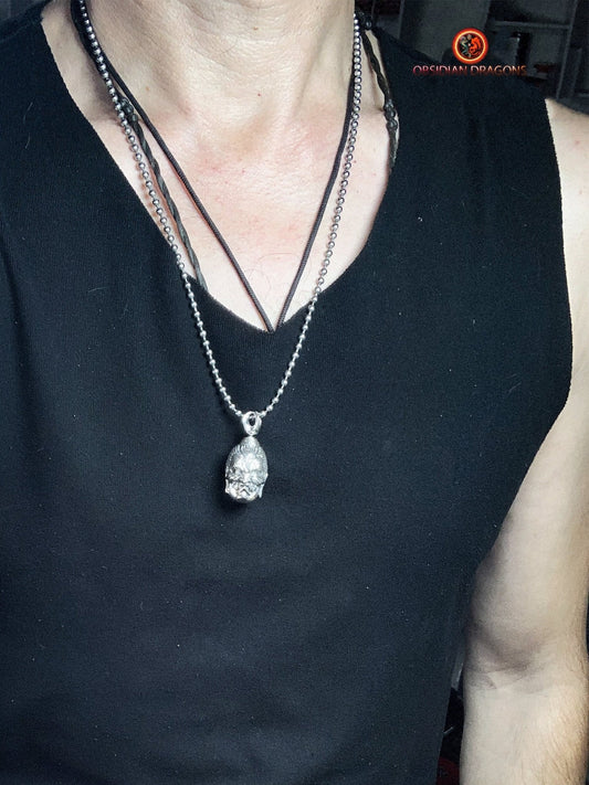 Pendentif mi- Bouddha Mi- Demon- Argent 925 | obsidian dragons
