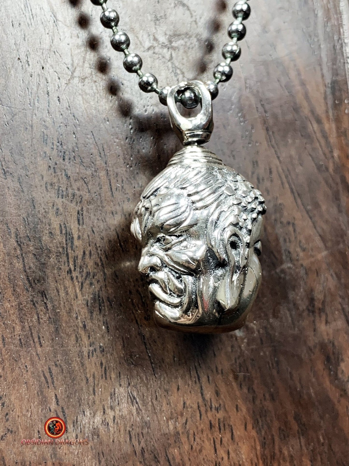 Pendentif mi- Bouddha Mi- Demon- Argent 925 | obsidian dragons
