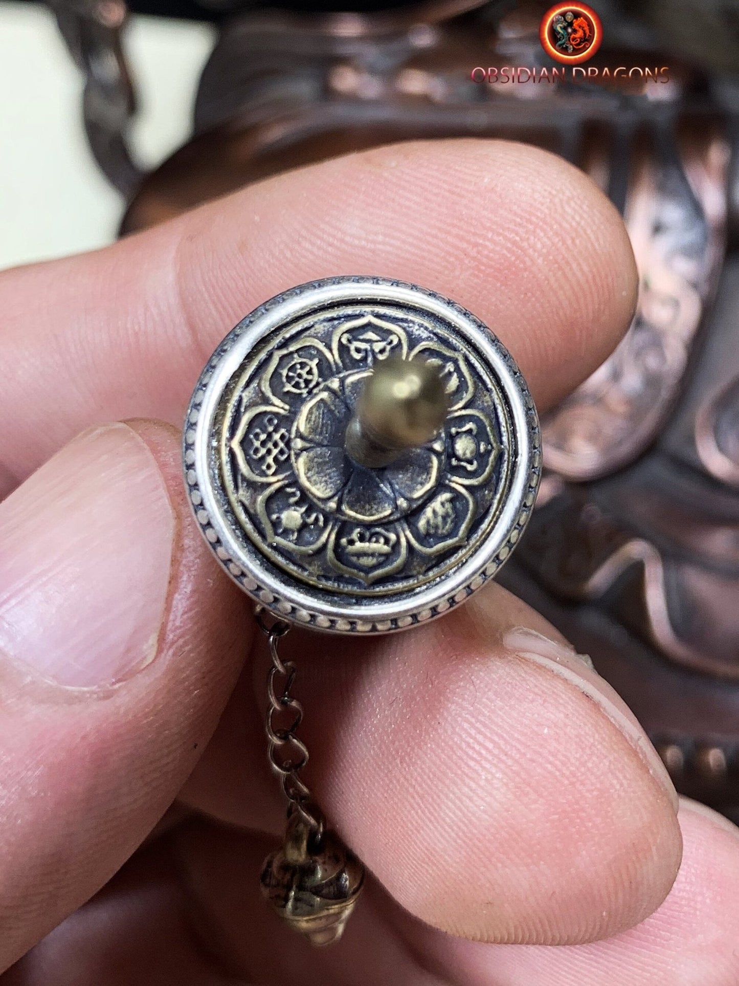 pendentif moulin à prière tibétain- Argent