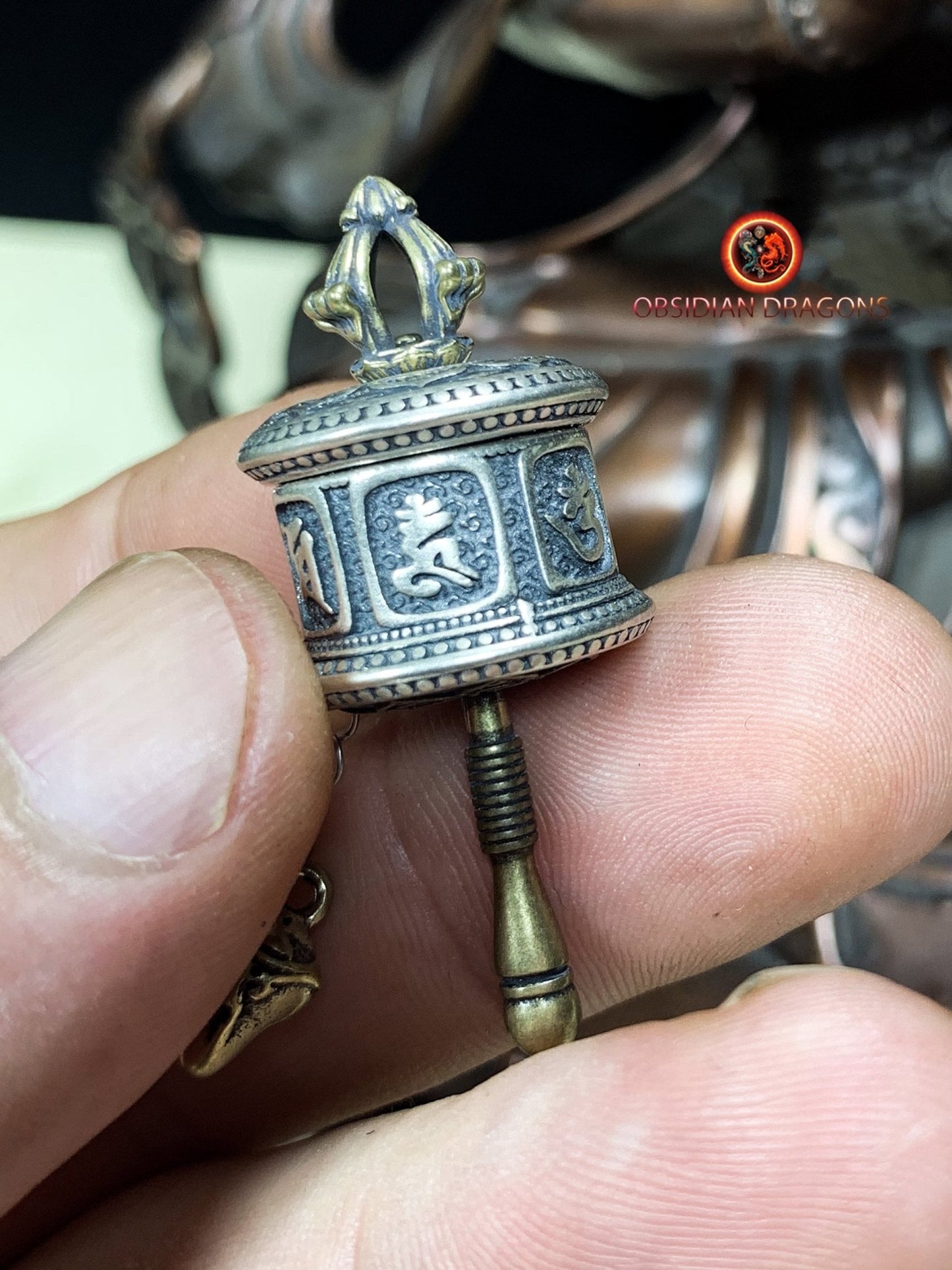 pendentif moulin à prière tibétain- Argent