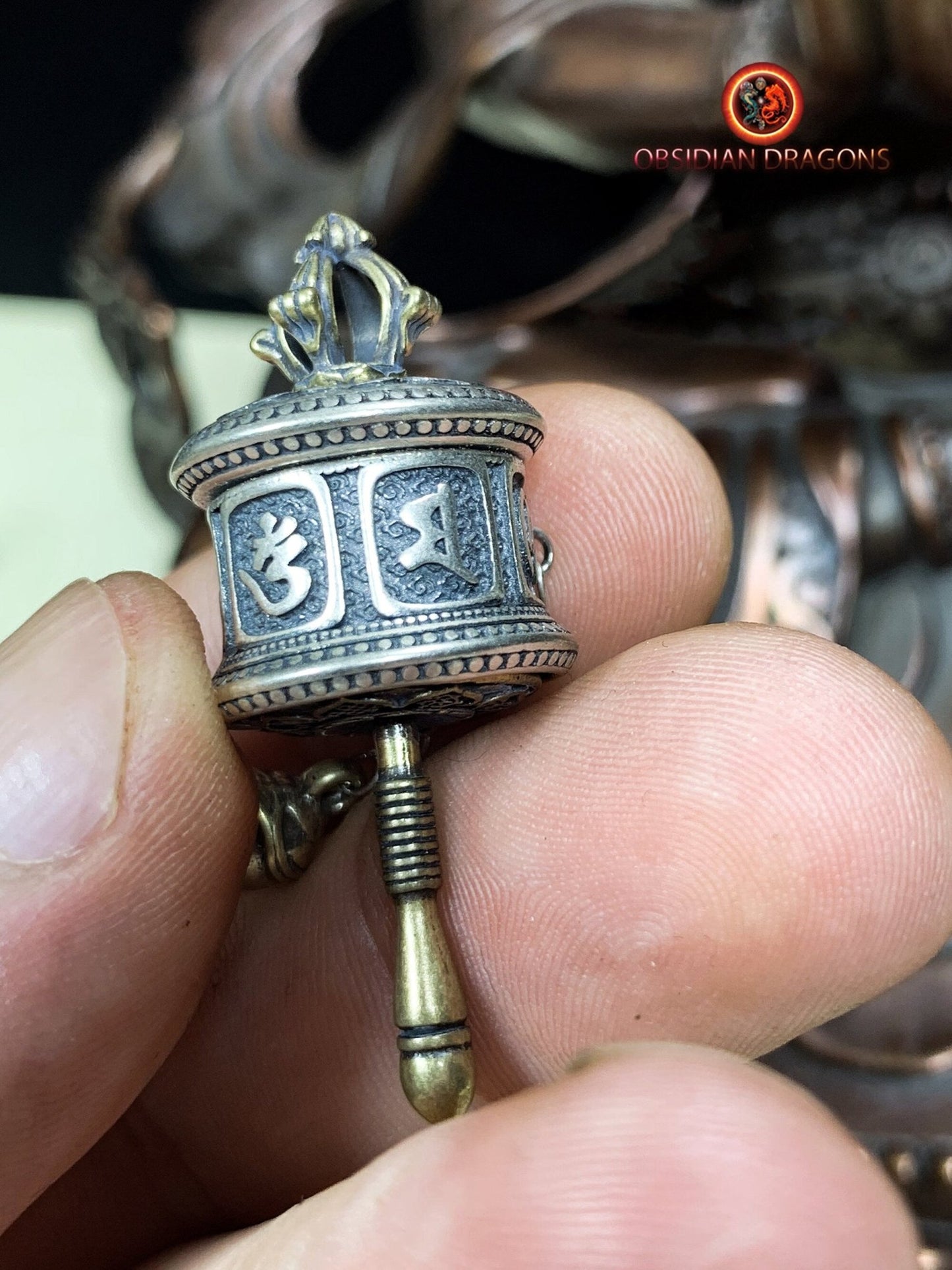pendentif moulin à prière tibétain- Argent