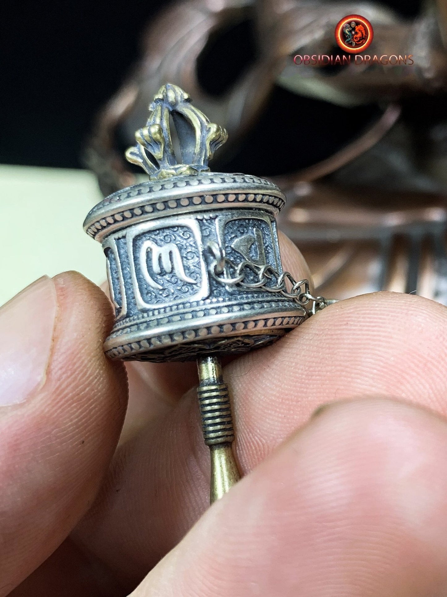 pendentif moulin à prière tibétain- Argent