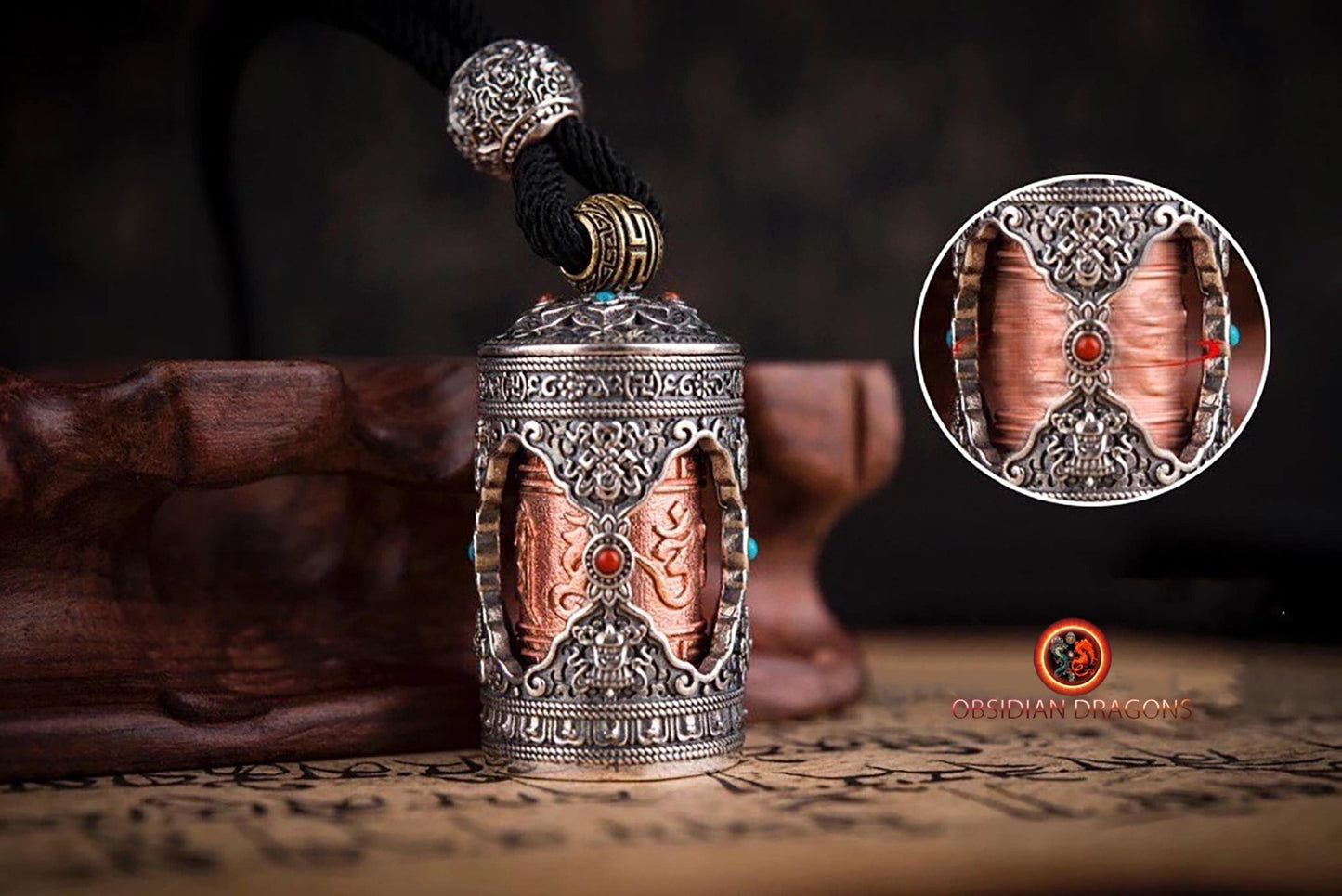 Pendentif moulin à prière tibétain- Mani Kangyur
