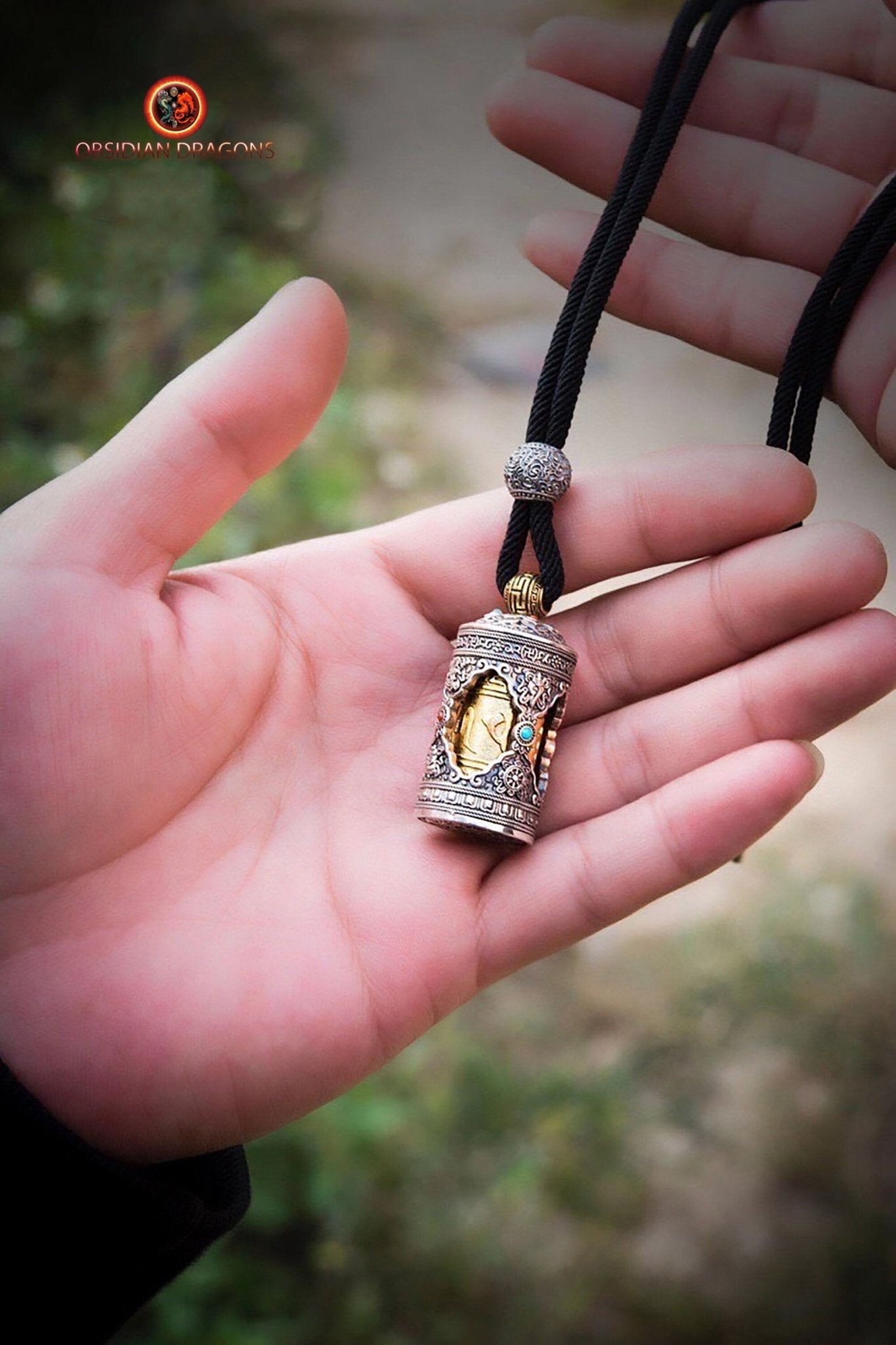 Pendentif moulin à prière tibétain- Mani Kangyur
