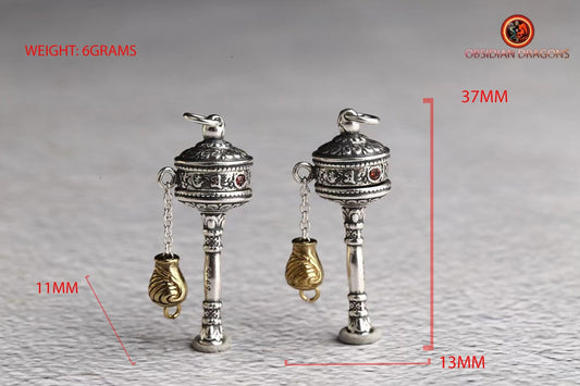 pendentif moulin à prière tibétain- Bénédiction Portable