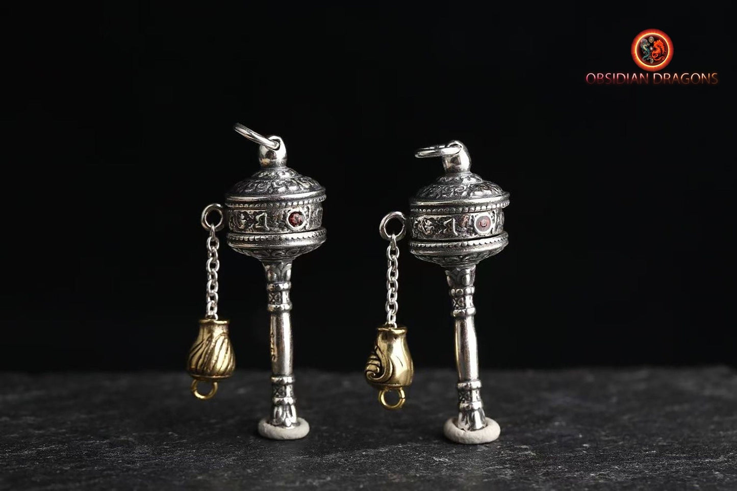 pendentif moulin à prière tibétain- Bénédiction Portable