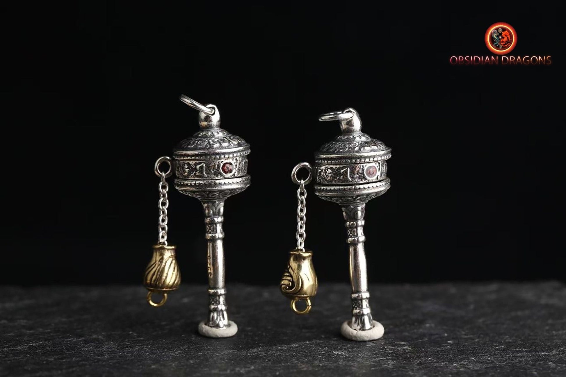 pendentif moulin à prière tibétain- Bénédiction Portable