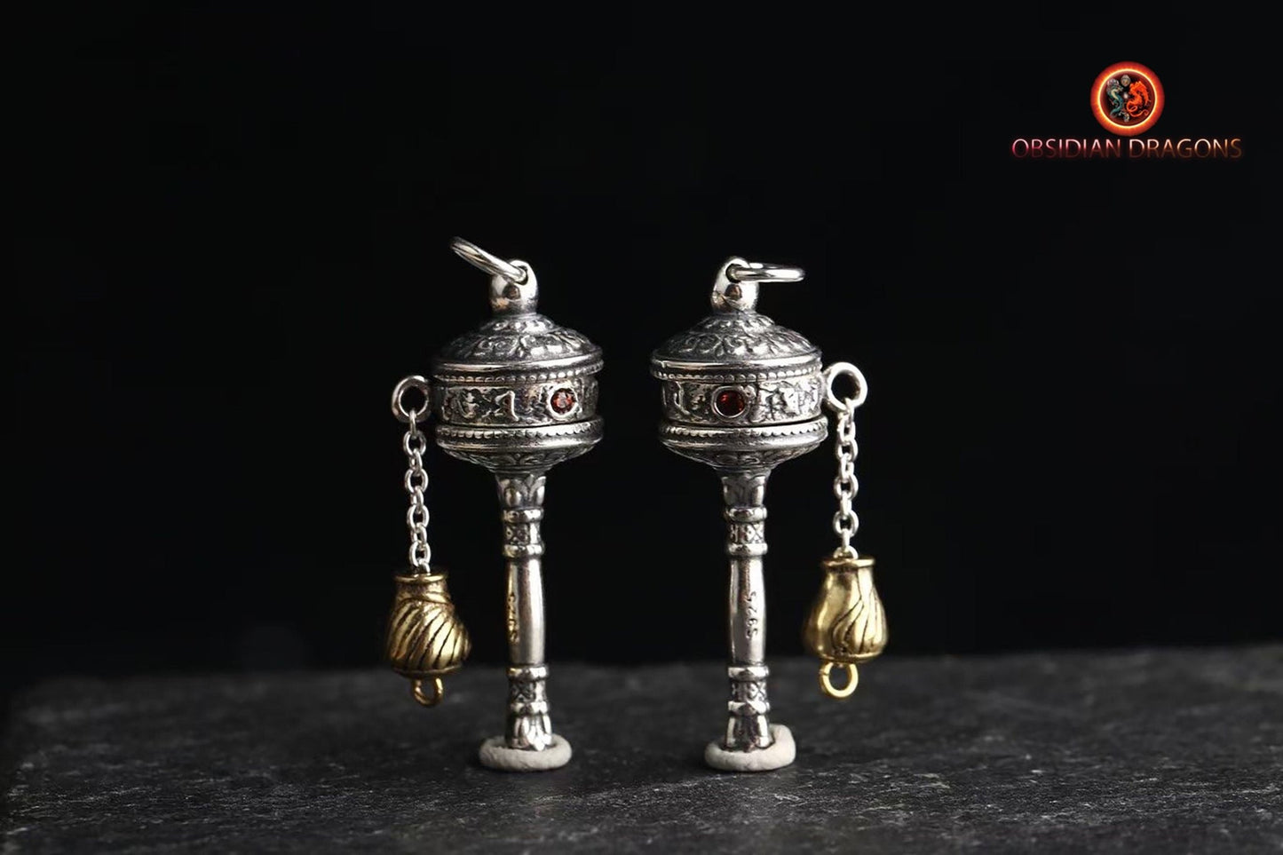 pendentif moulin à prière tibétain- Bénédiction Portable