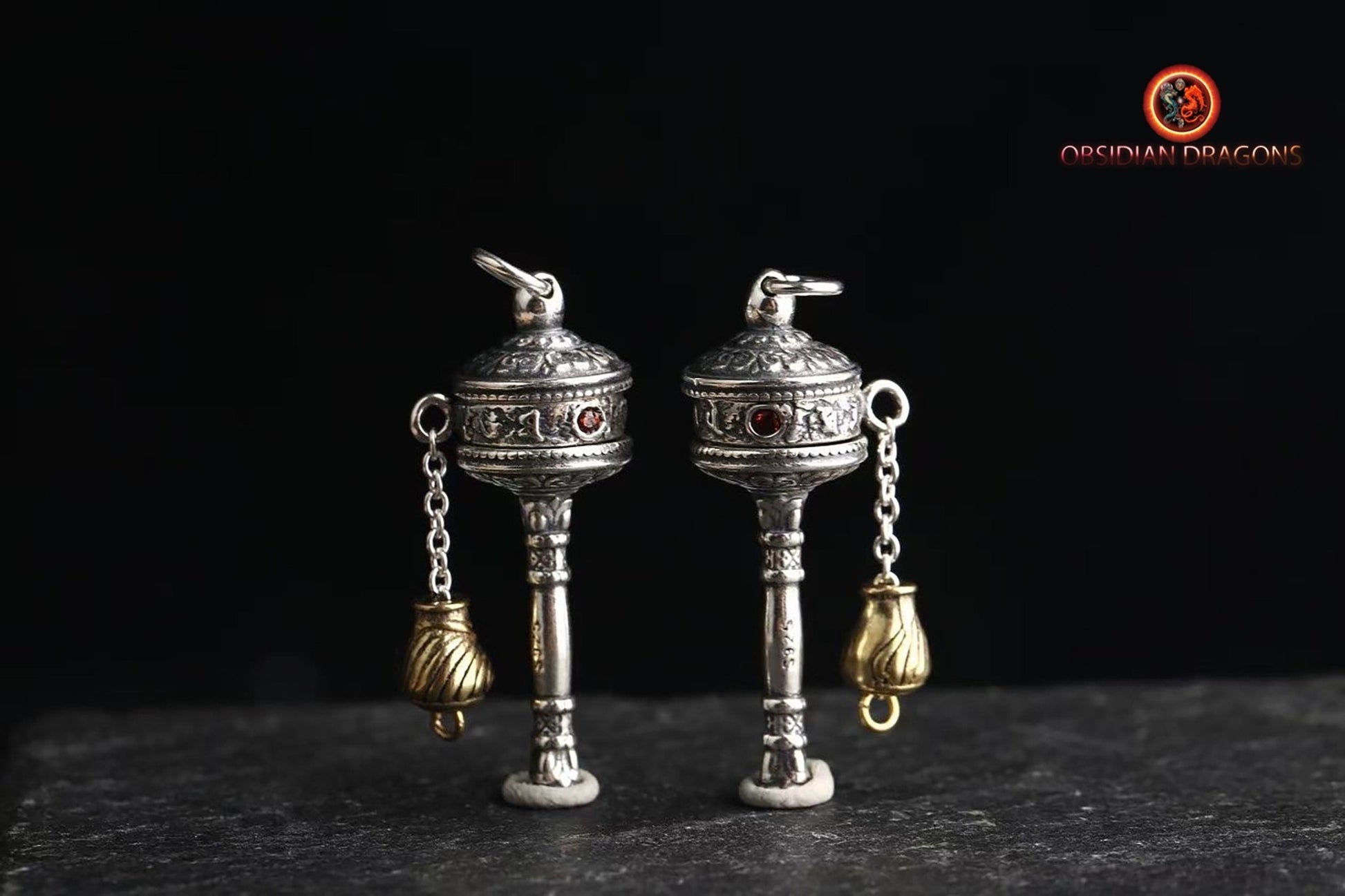 pendentif moulin à prière tibétain- Bénédiction Portable