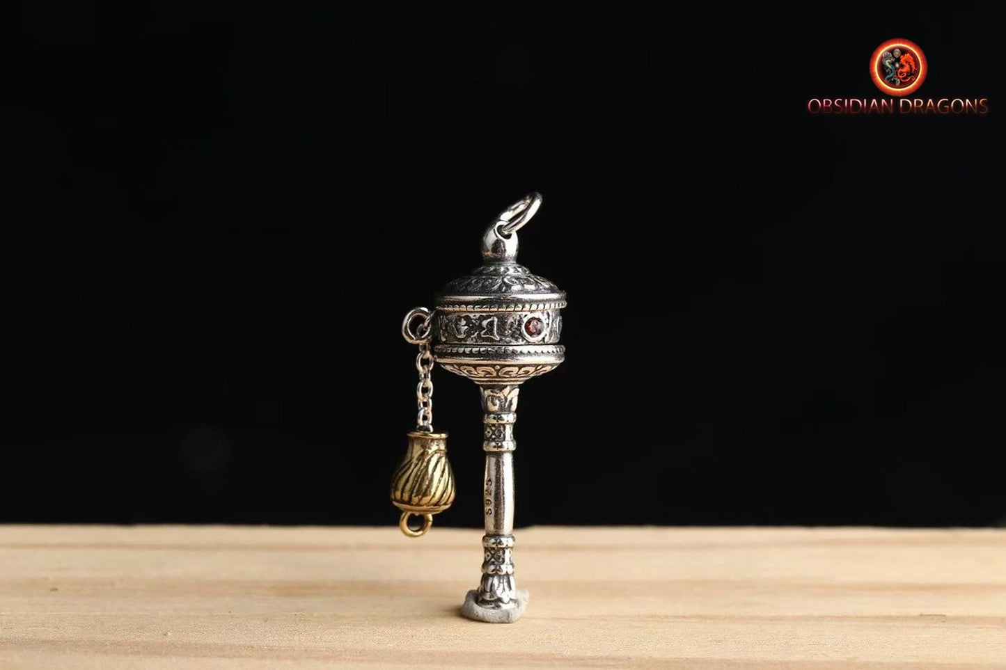 pendentif moulin à prière tibétain- Bénédiction Portable