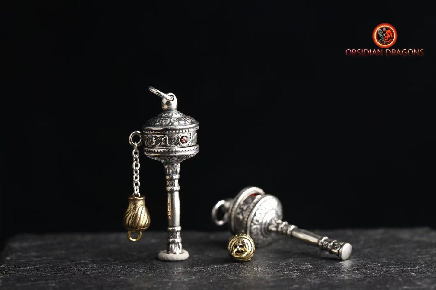 pendentif moulin à prière tibétain- Bénédiction Portable