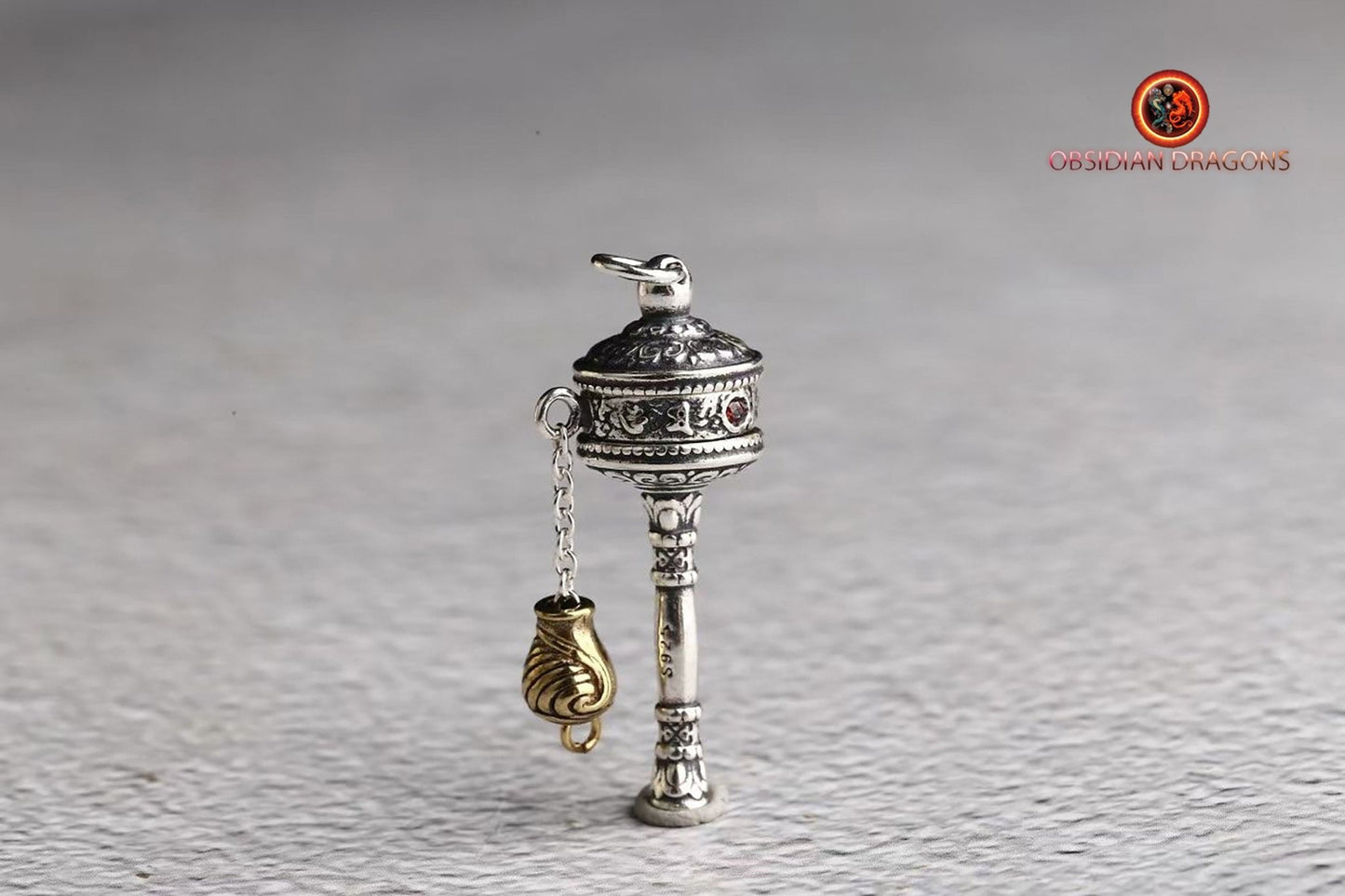 pendentif moulin à prière tibétain- Bénédiction Portable