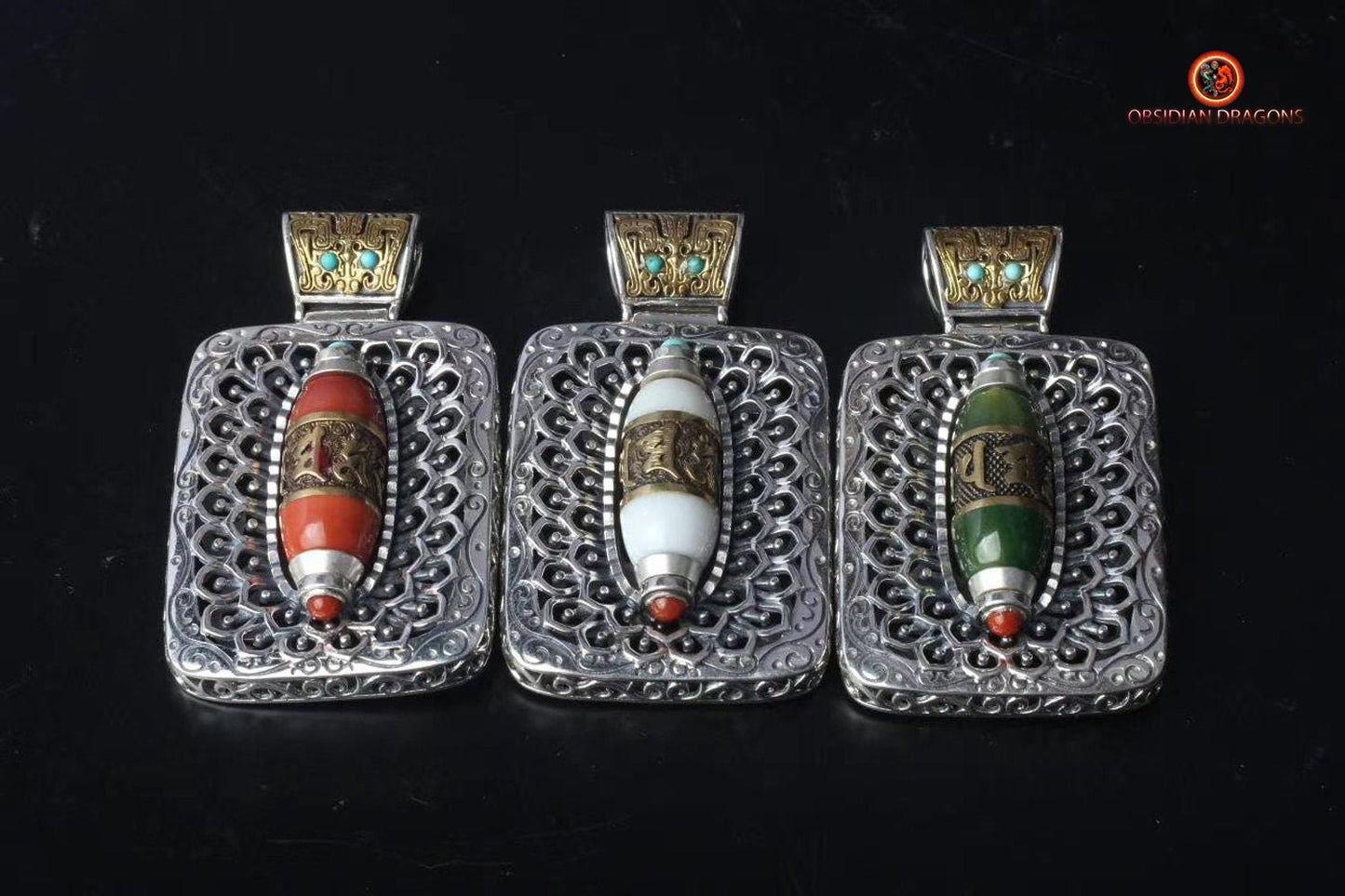 Pendentif moulin à prière tibétain- Mani Kangyur