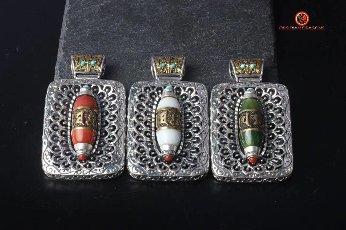 Pendentif moulin à prière tibétain- Mani Kangyur