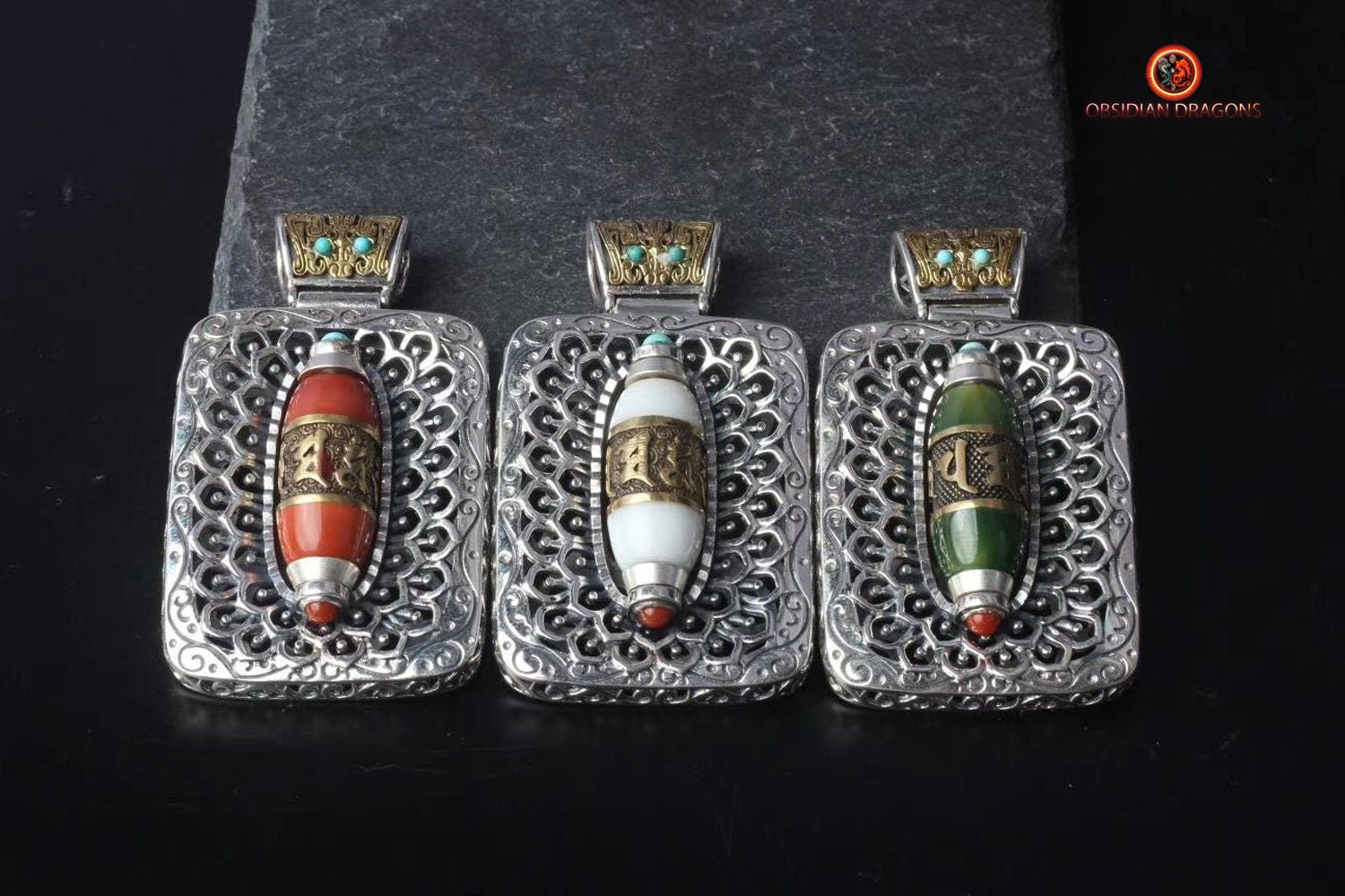 Pendentif moulin à prière tibétain- Mani Kangyur