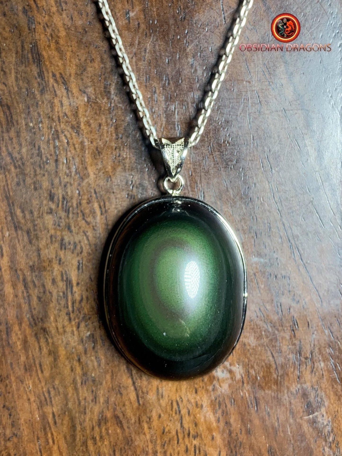 Pendentif en obsidienne oeil celeste- Argent 925