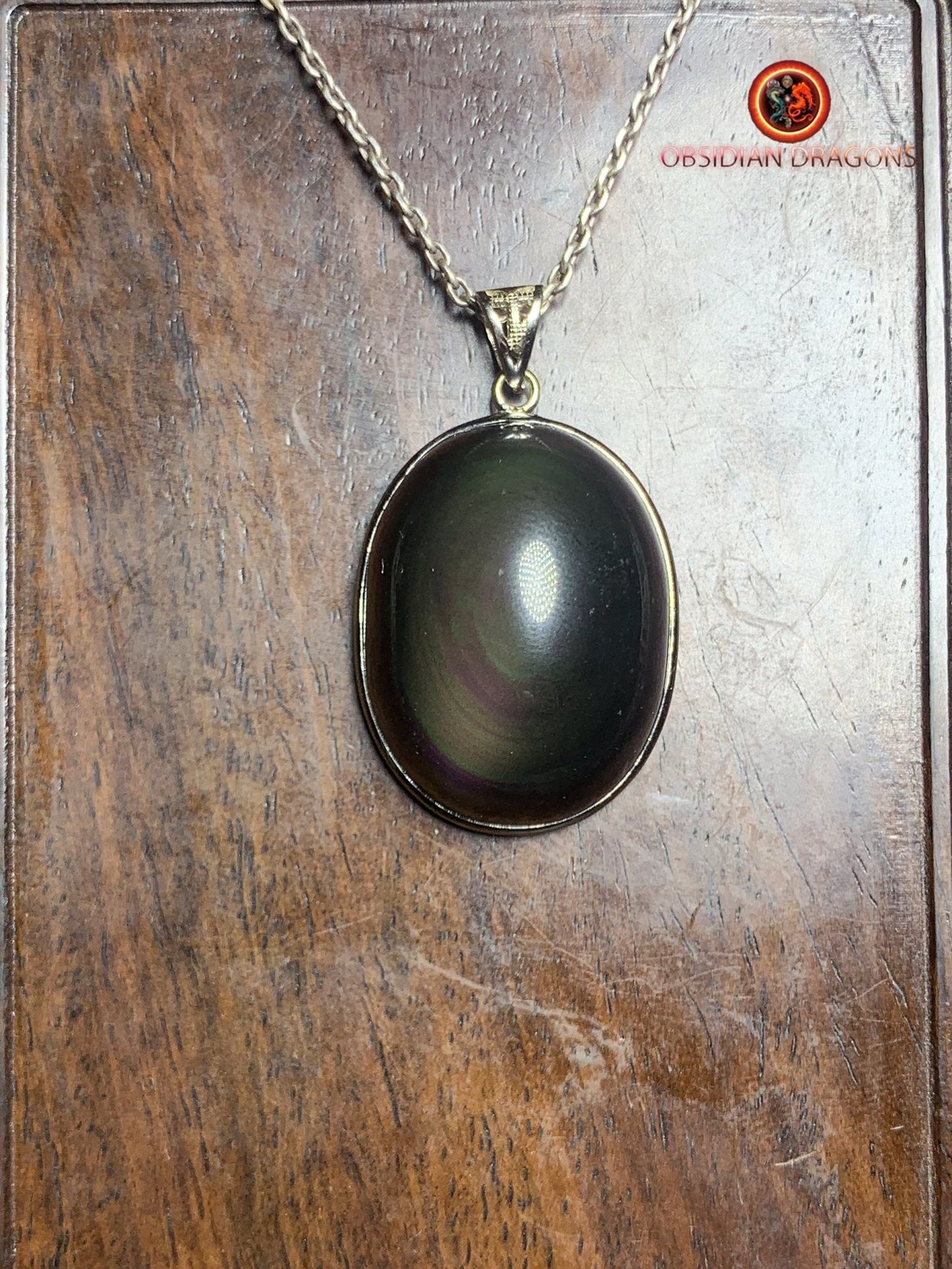 Pendentif en obsidienne oeil celeste- Argent 925 - obsidian dragons