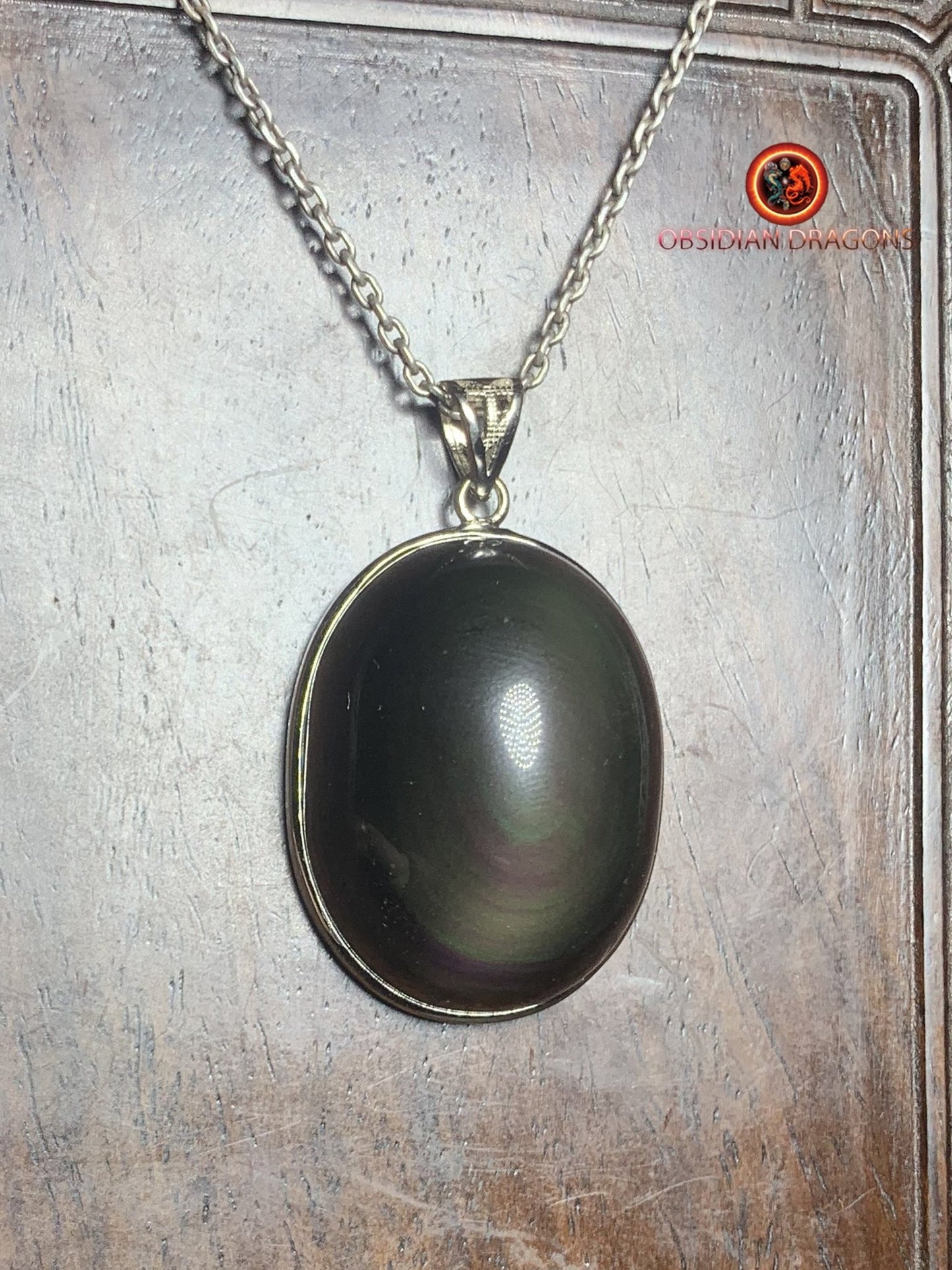 Pendentif en obsidienne oeil celeste- Argent 925 - obsidian dragons