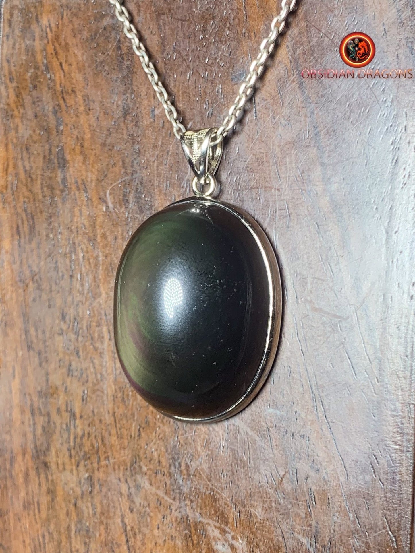 Pendentif en obsidienne oeil celeste- Argent 925 - obsidian dragons