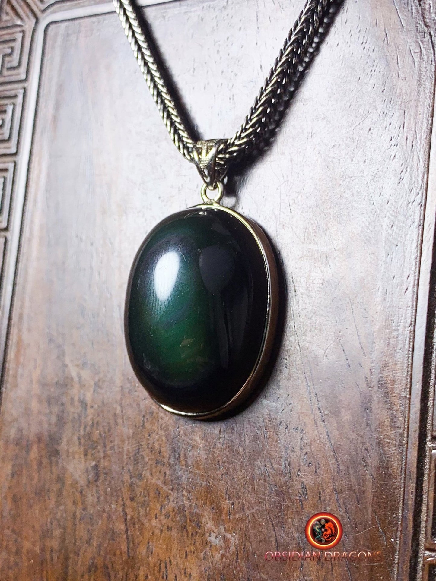 Pendentif en obsidienne oeil celeste- Argent 925