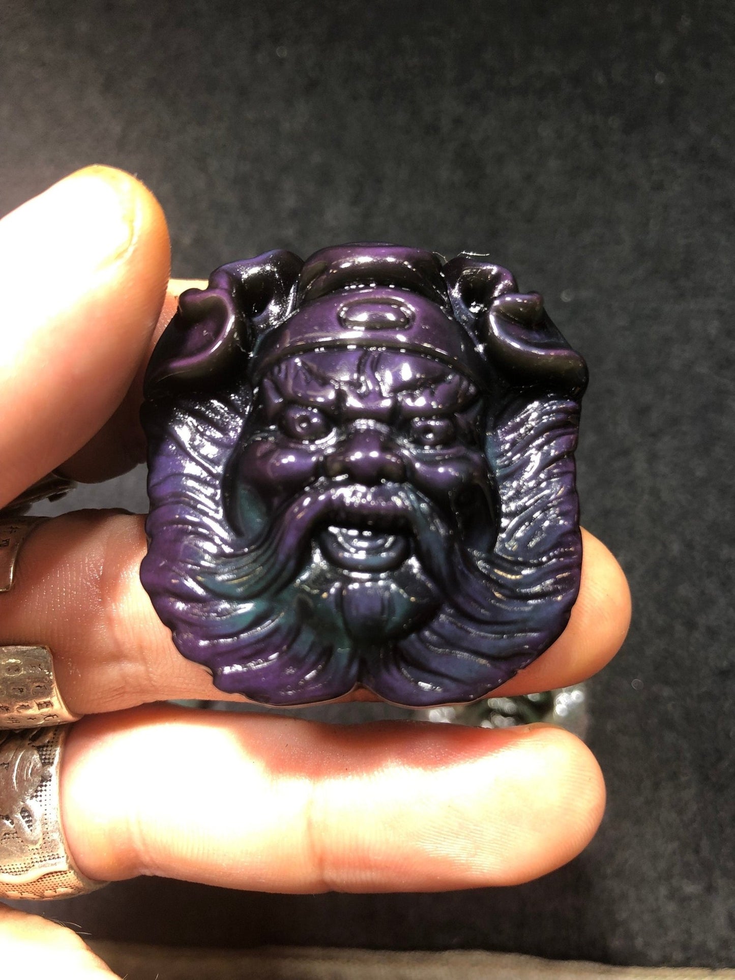 pendentif Exorciste Taoïste Zhong Kui. Obsidienne oeil celeste qualité A+ - obsidian dragon