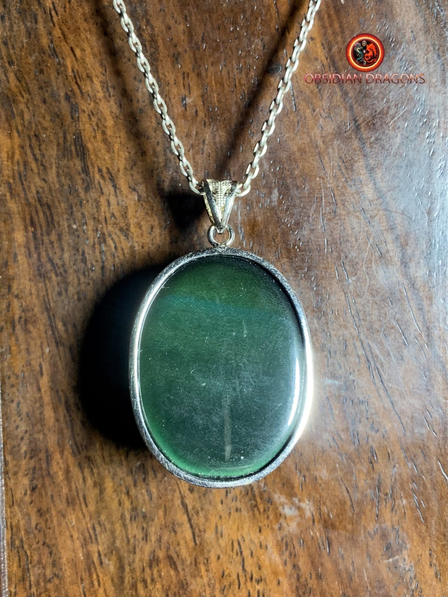 Pendentif en obsidienne oeil celeste- Argent 925