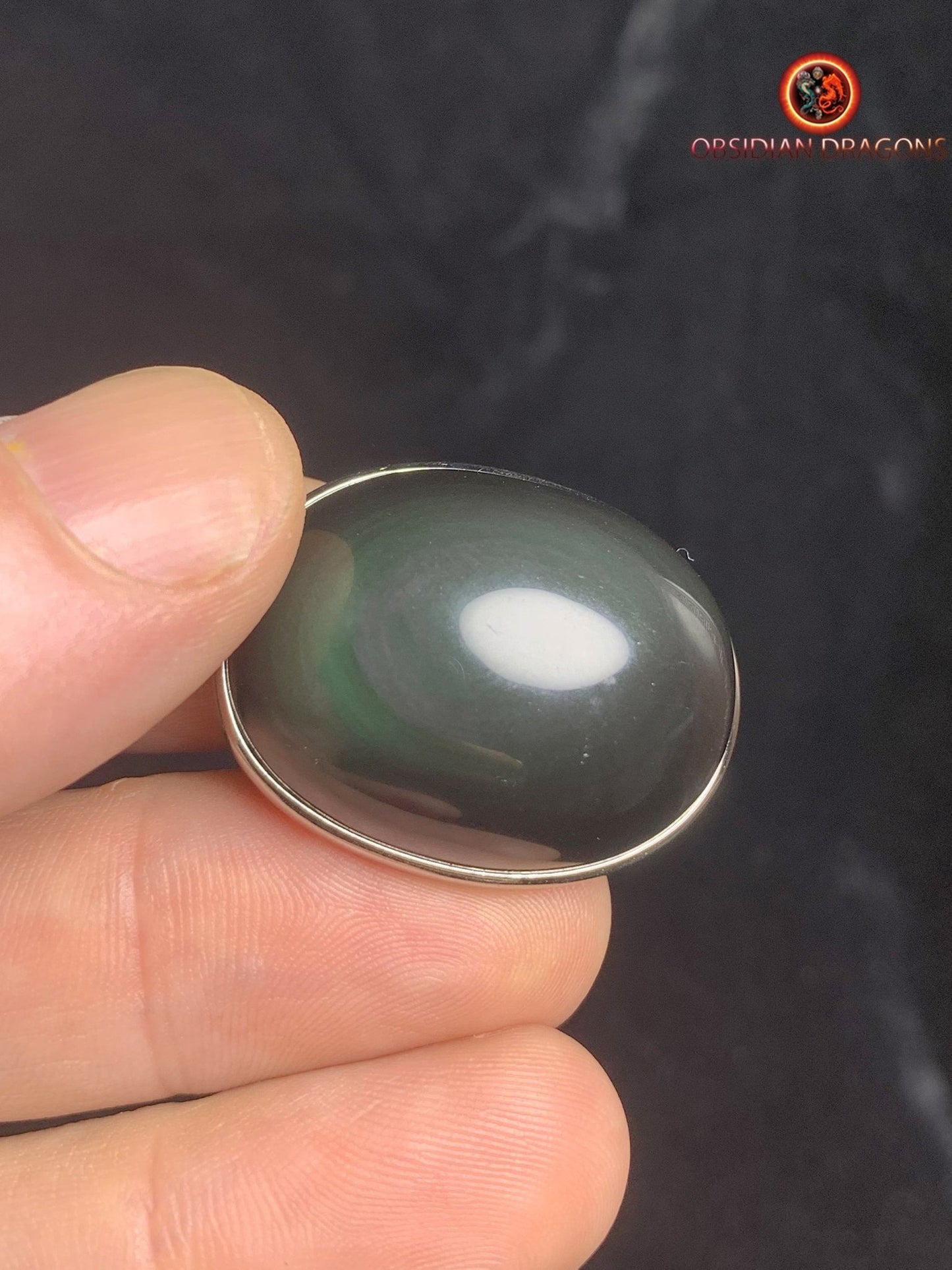Pendentif en obsidienne oeil celeste- Argent 925