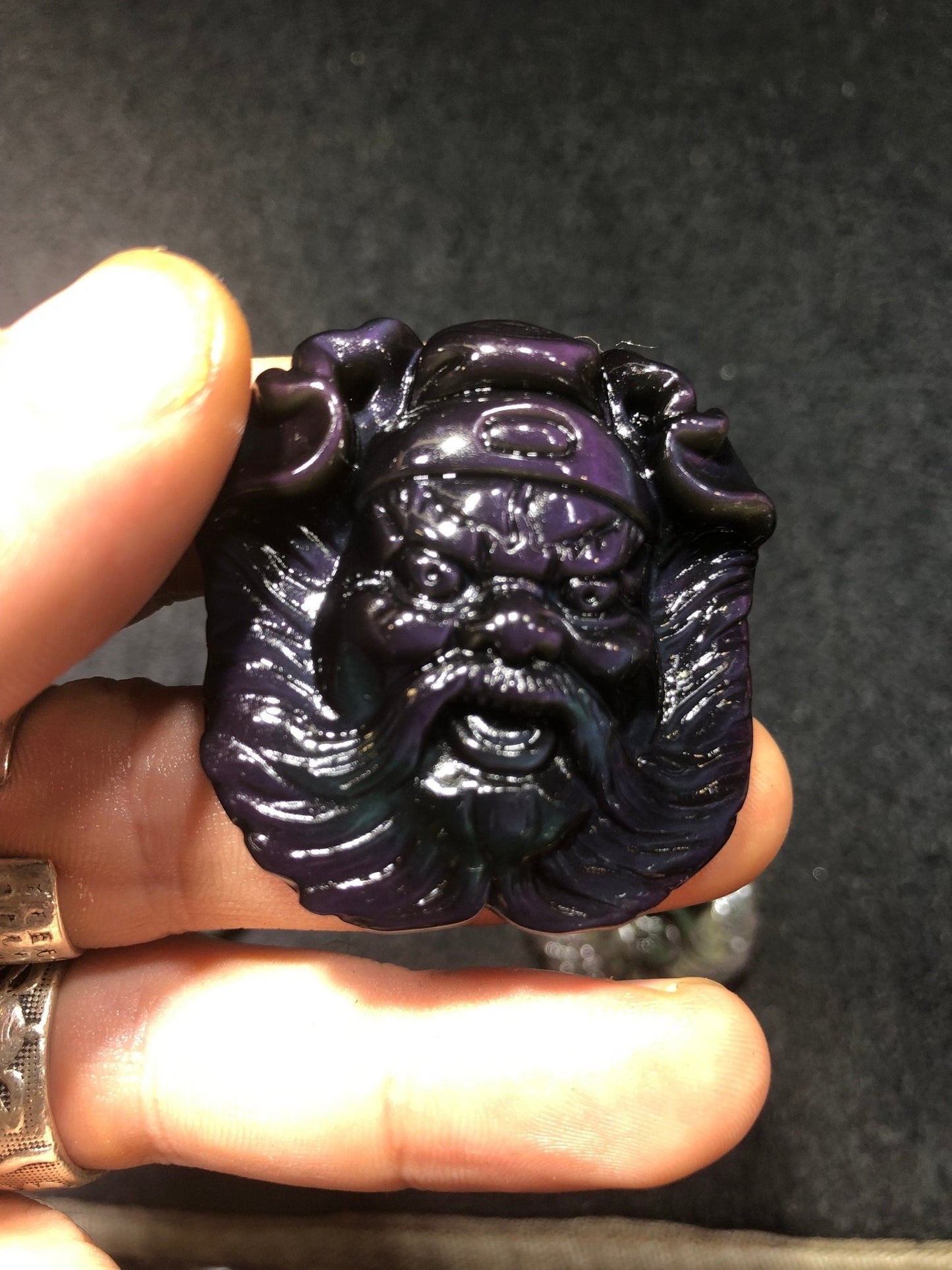pendentif Exorciste Taoïste Zhong Kui. Obsidienne oeil celeste qualité A+ - obsidian dragon