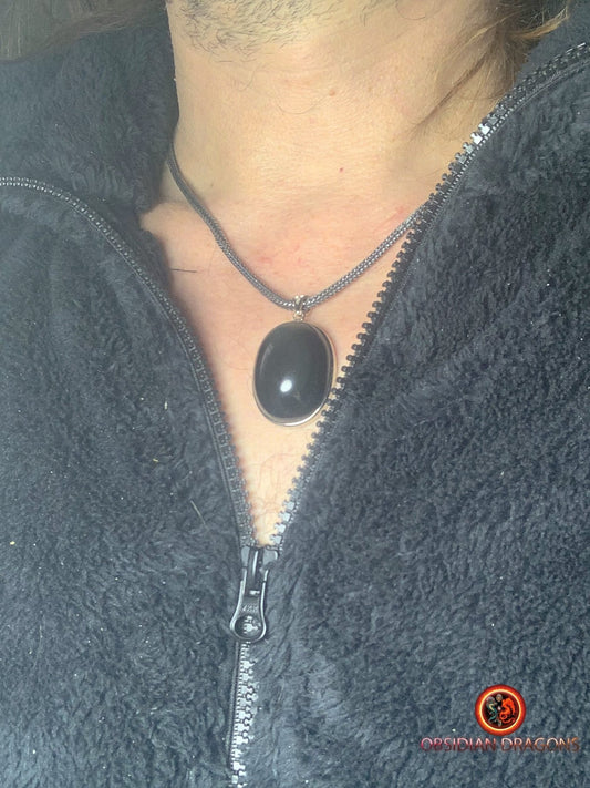 Pendentif en obsidienne oeil celeste- Argent 925