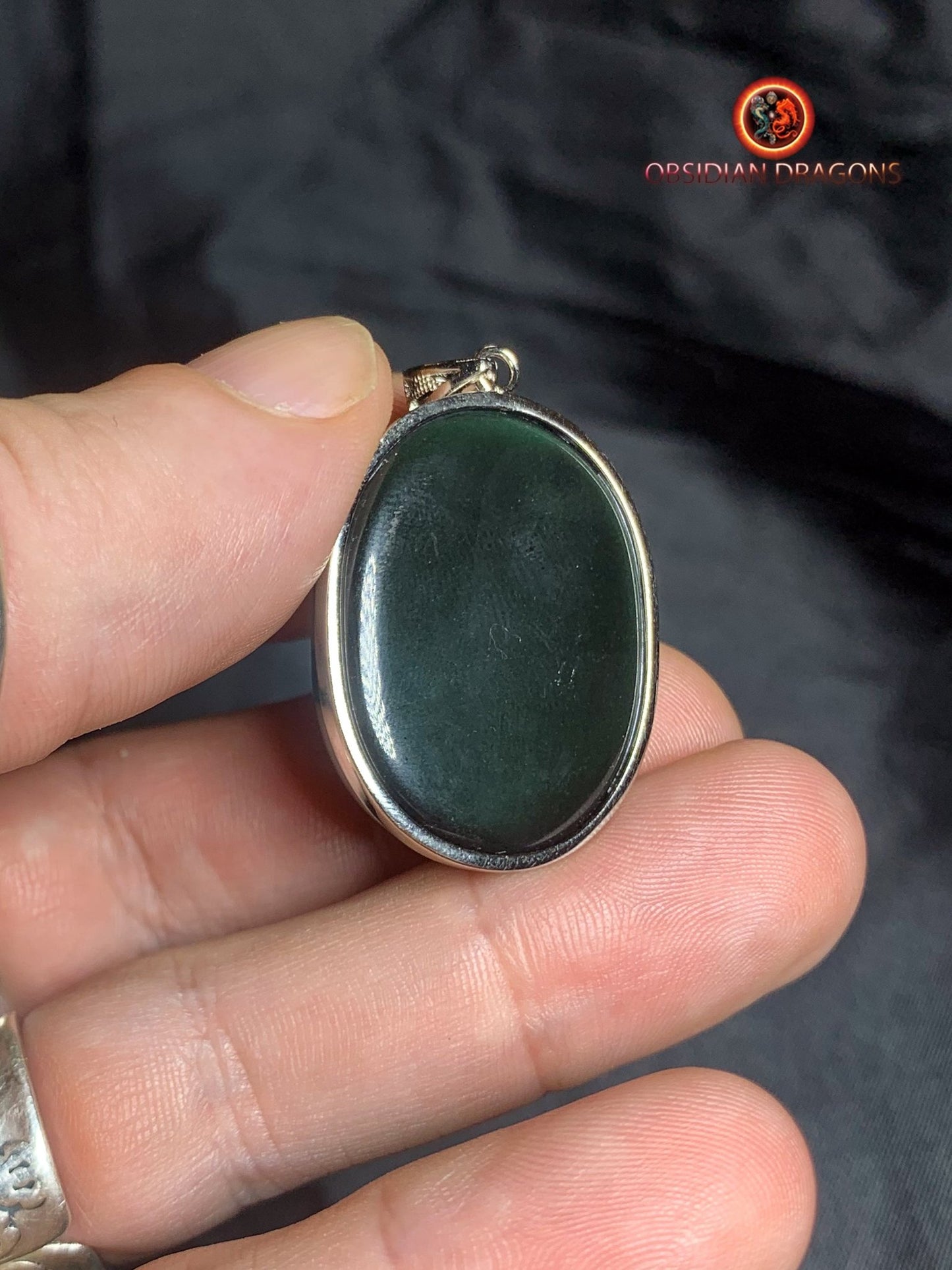Pendentif en obsidienne oeil celeste- Argent 925