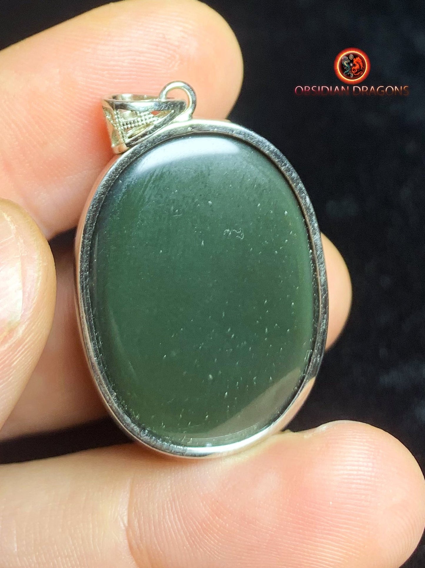 Pendentif en obsidienne oeil celeste- Argent 925 - obsidian dragons