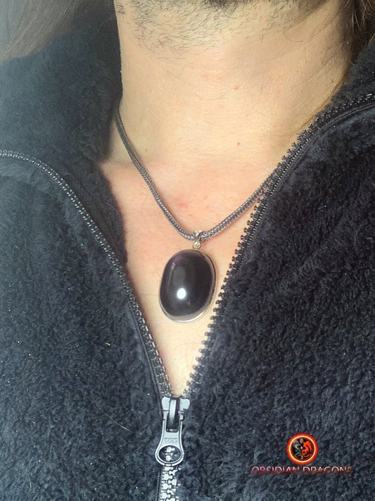 Pendentif en obsidienne oeil celeste- Argent 925 - obsidian dragons