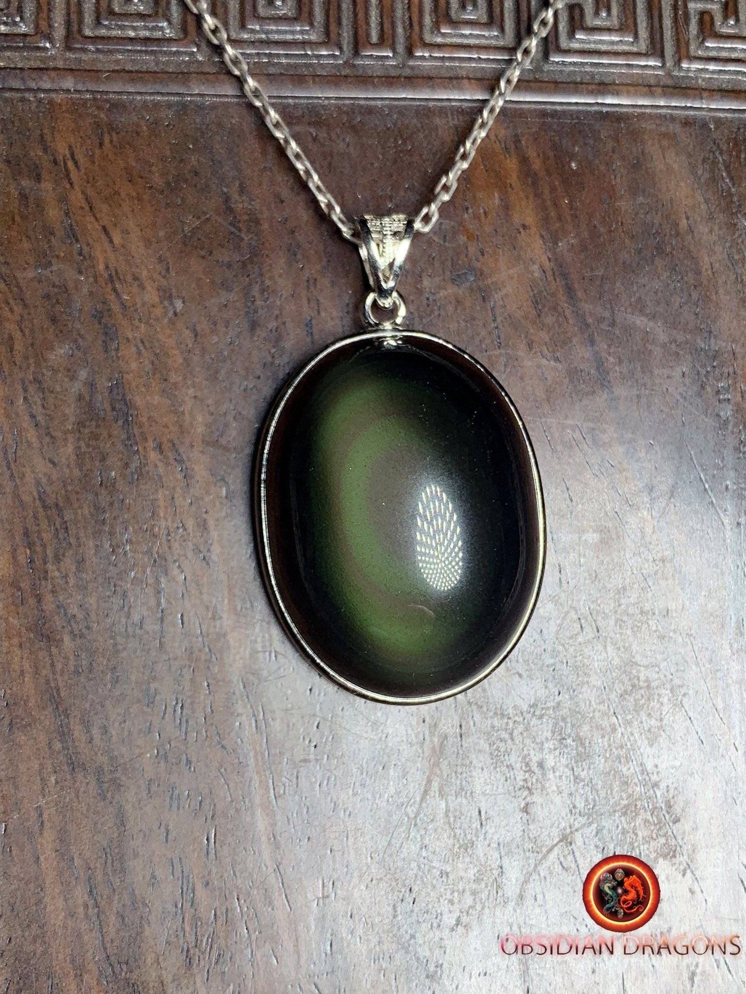 Pendentif Obsidienne Œil Céleste Serti Argent 925 - Mexico Obsidienne