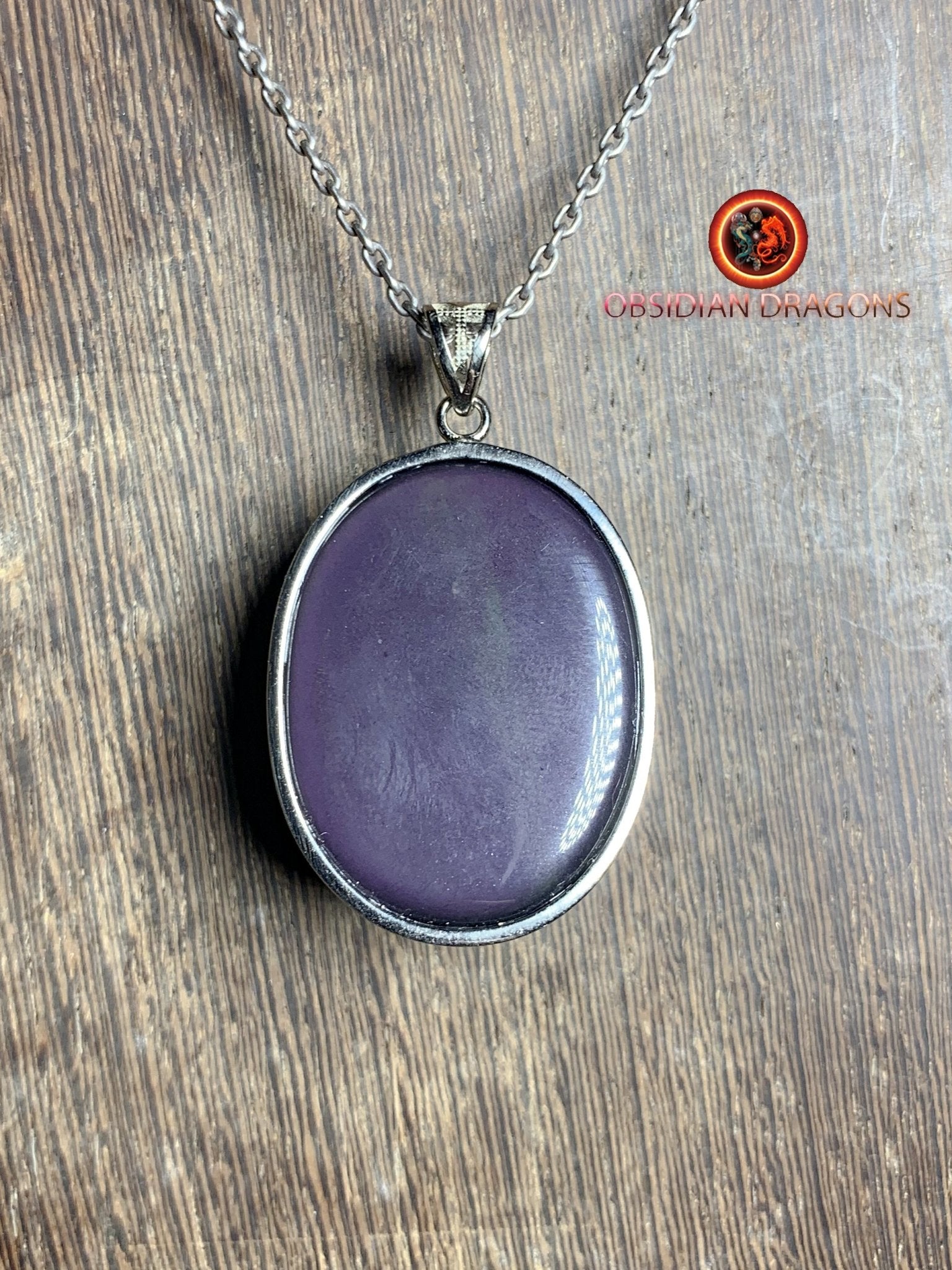 Pendentif, obsidienne oeil celeste naturelle, sertie en argent 925, pièce unique - obsidian dragon