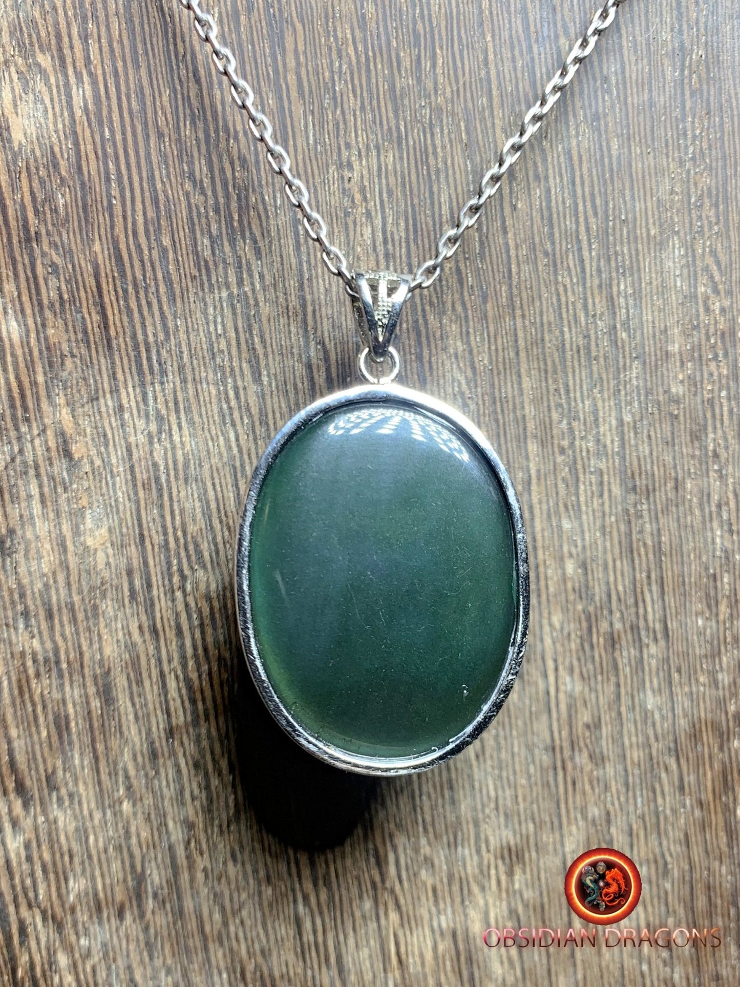 Pendentif, obsidienne oeil celeste naturelle, sertie en argent 925, pièce unique - obsidian dragon