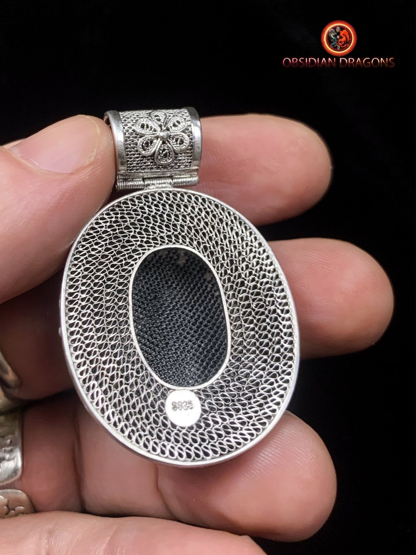 Pendentif en séraphinite- Argent 925- Traditionnel Qing | obsidian dragons