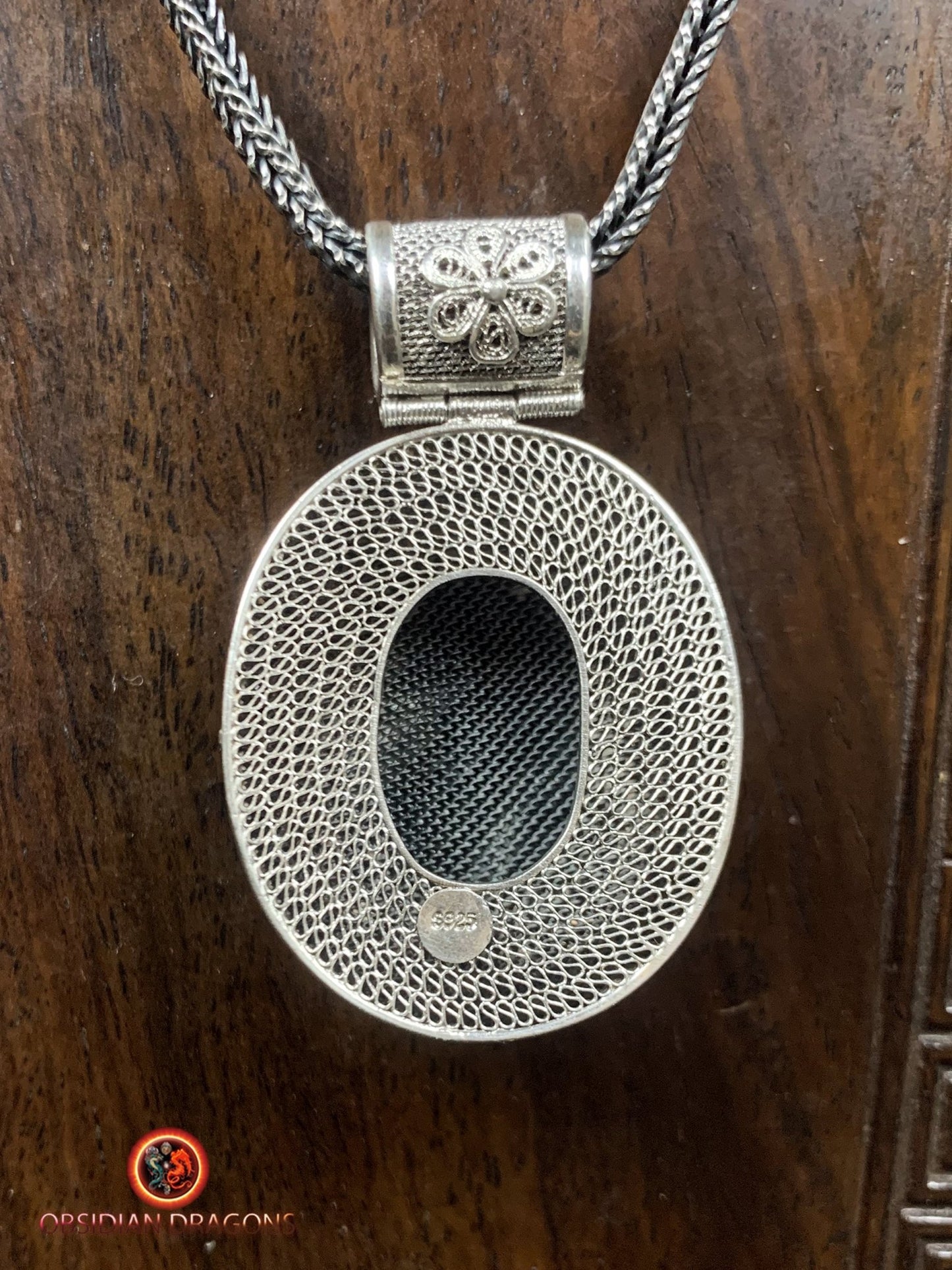 Pendentif en séraphinite- Argent 925- Traditionnel Qing | obsidian dragons