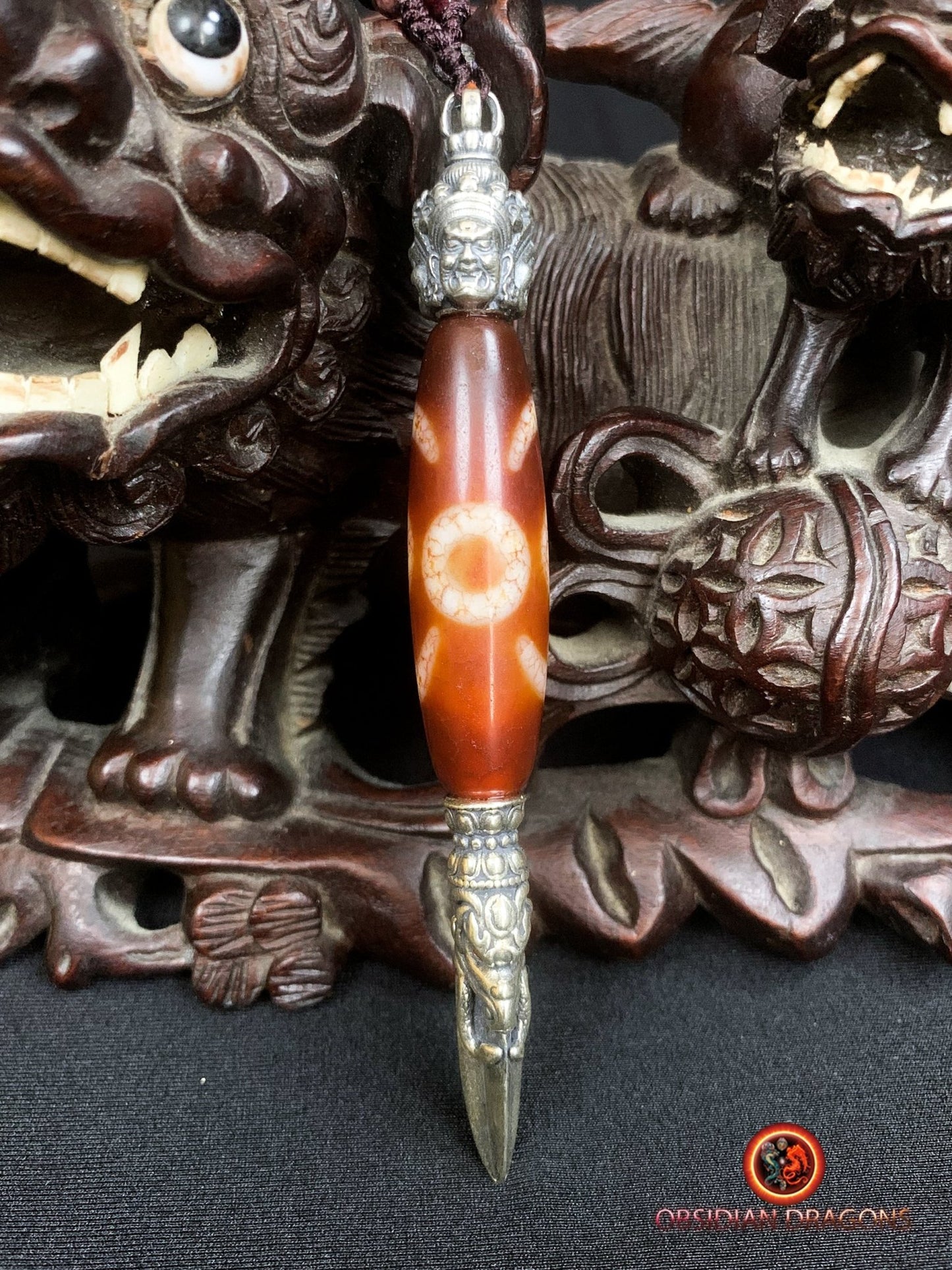 Pendentif Phurba tibétain- DZI à deux yeux