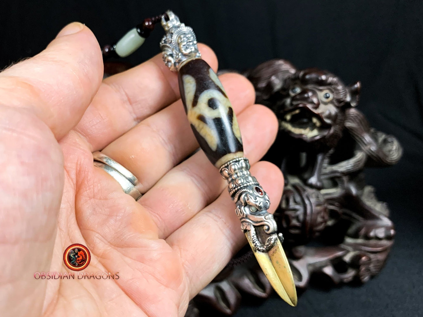 Pendentif Phurba tibétain- DZI du grand homme